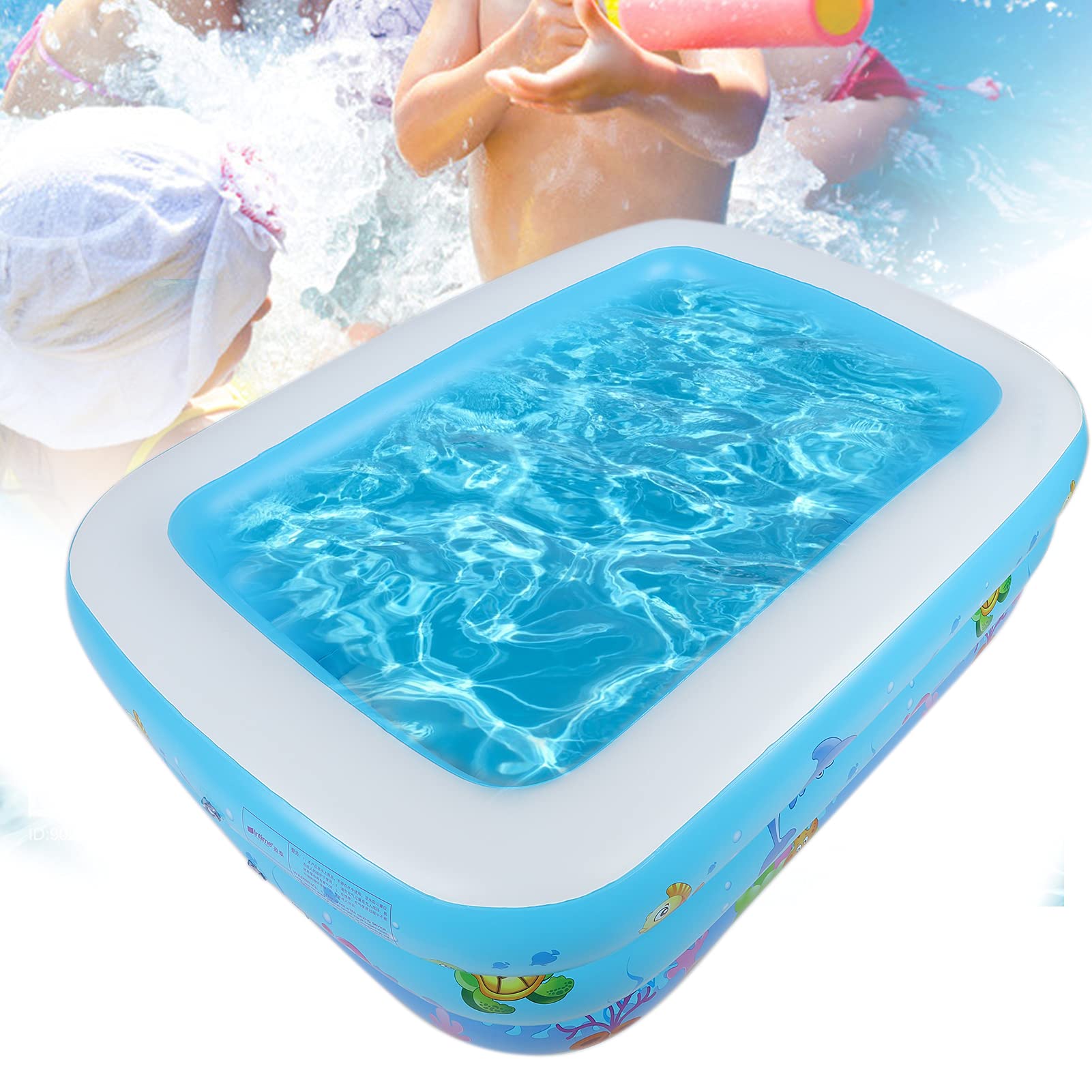 Zudoo Inflatable Swimming Pool, 59 X 43 X 20 Full-Sized Inflatable Kiddie Pools, Lounge Pool for Baby Toddlers Kids Adults, Outdoor Backyard Blow Up Pool, Family Summer Water Party