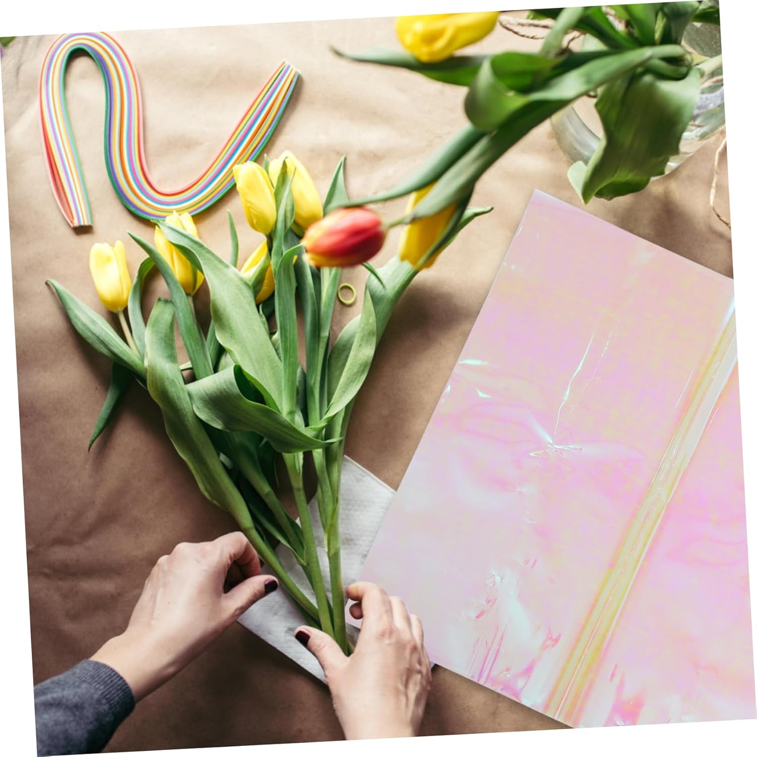 Beaupretty 20sheets Cellophane Wrapping Paper for Flowers Delicate Flower Bouquet Diy Material Vibrant Gradient Colors Food-grade Safe for Weddings and Special Occasions