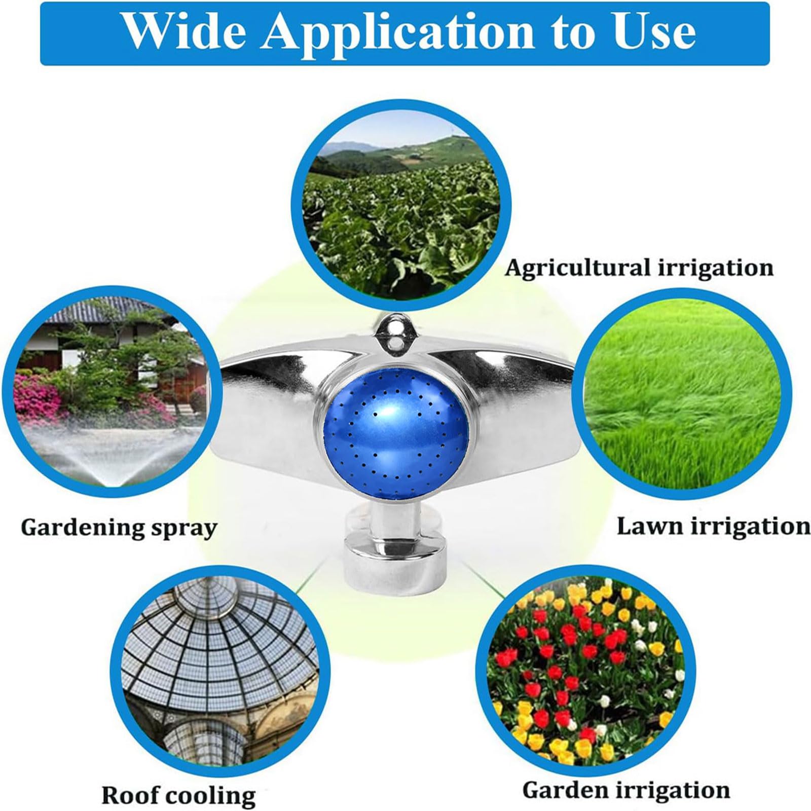 Paquete de 2 aspersores de metal de 360 grados, pequeños aspersores de jardín para áreas pequeñas, aspersores de césped para patio con patrón circular con flujo de agua suave, cobertura de riego
