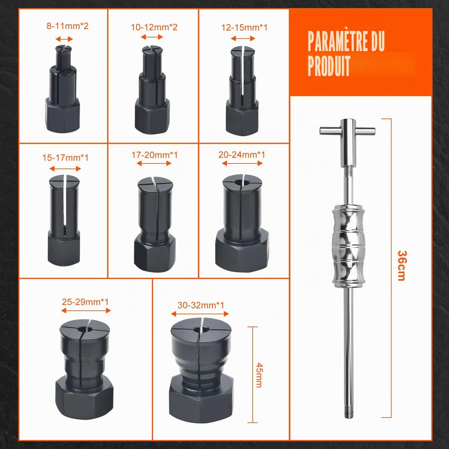 13 Pcs Extracteur de Roulement Intérieur 8-32 mm, Marteau Coulissant pour Voiture et Moto (13PC 2X(8+10mm))
