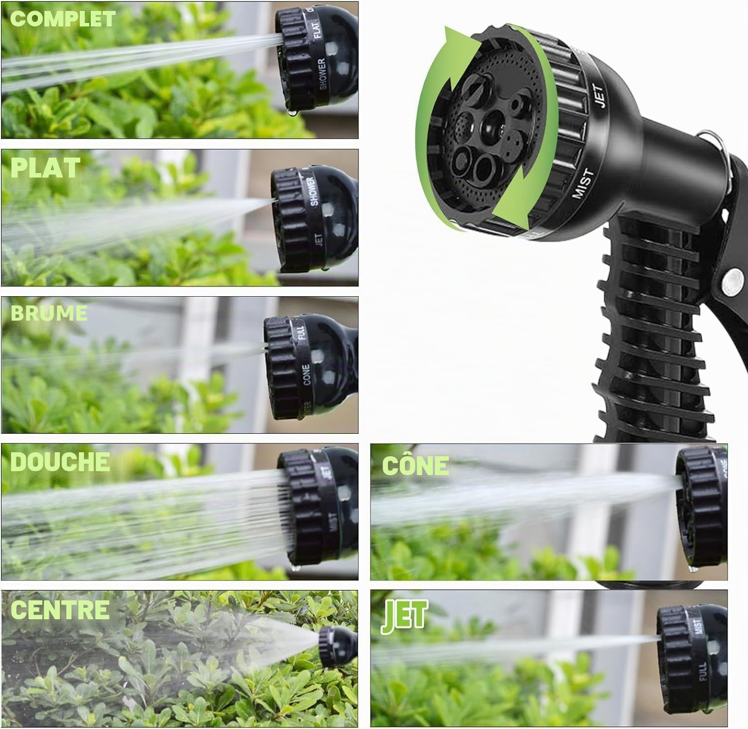 Tuyau d'arrosage extensible de 30 m pour jardin flexible avec pistolet pulvérisateur 7 fonctions, tuyau d'arrosage extensible magique pour jardinage, lavage de voiture (noir)