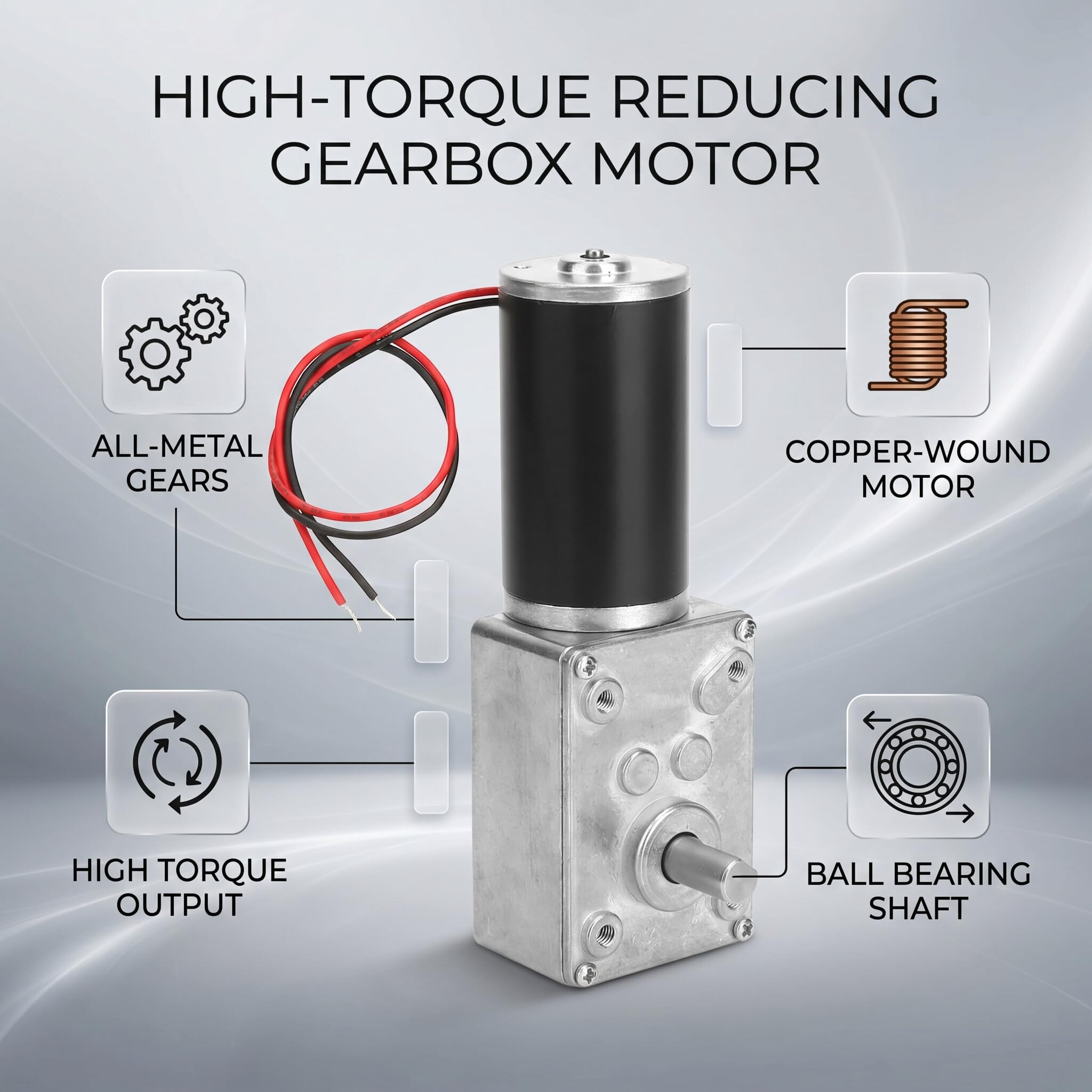 Respicefinem DC 12V Getriebemotor – Schneckengetriebe Mit Hohem Drehmoment, Drehzahl Wählbar (400–10 U/min), 8 Mm Welle