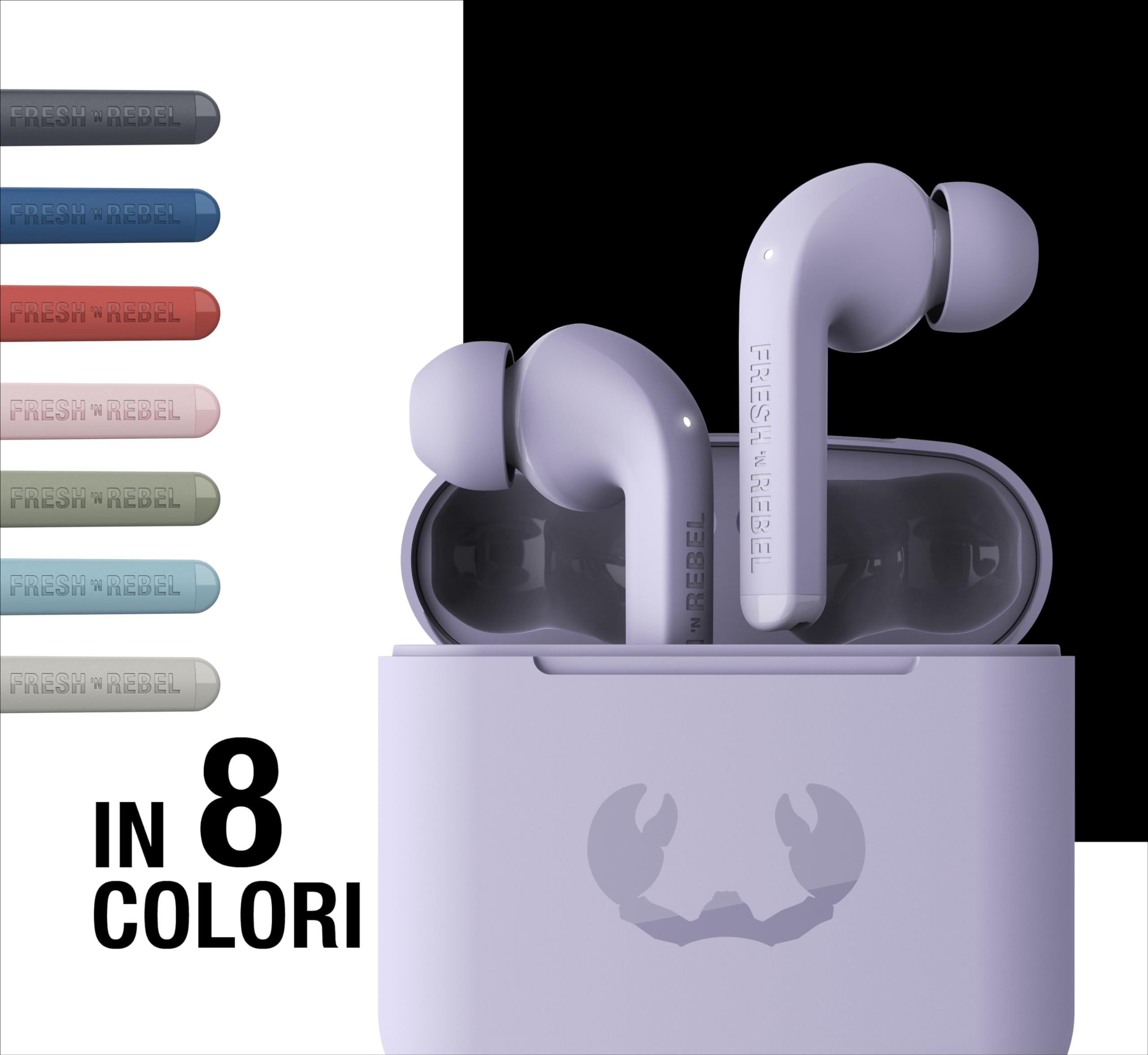 Fresh 'n Rebel Twins Fuse, True Wireless Auricolare Bluetooth con punta, assistente vocale, controllo touch e microfono incorporato, tempo di riproduzione 30 ore (Dreamy Lilac)