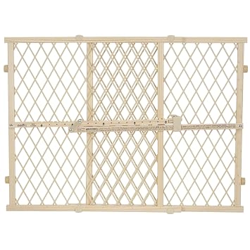 Position & Lock Adjustable Wood Baby Gate Natural Wood