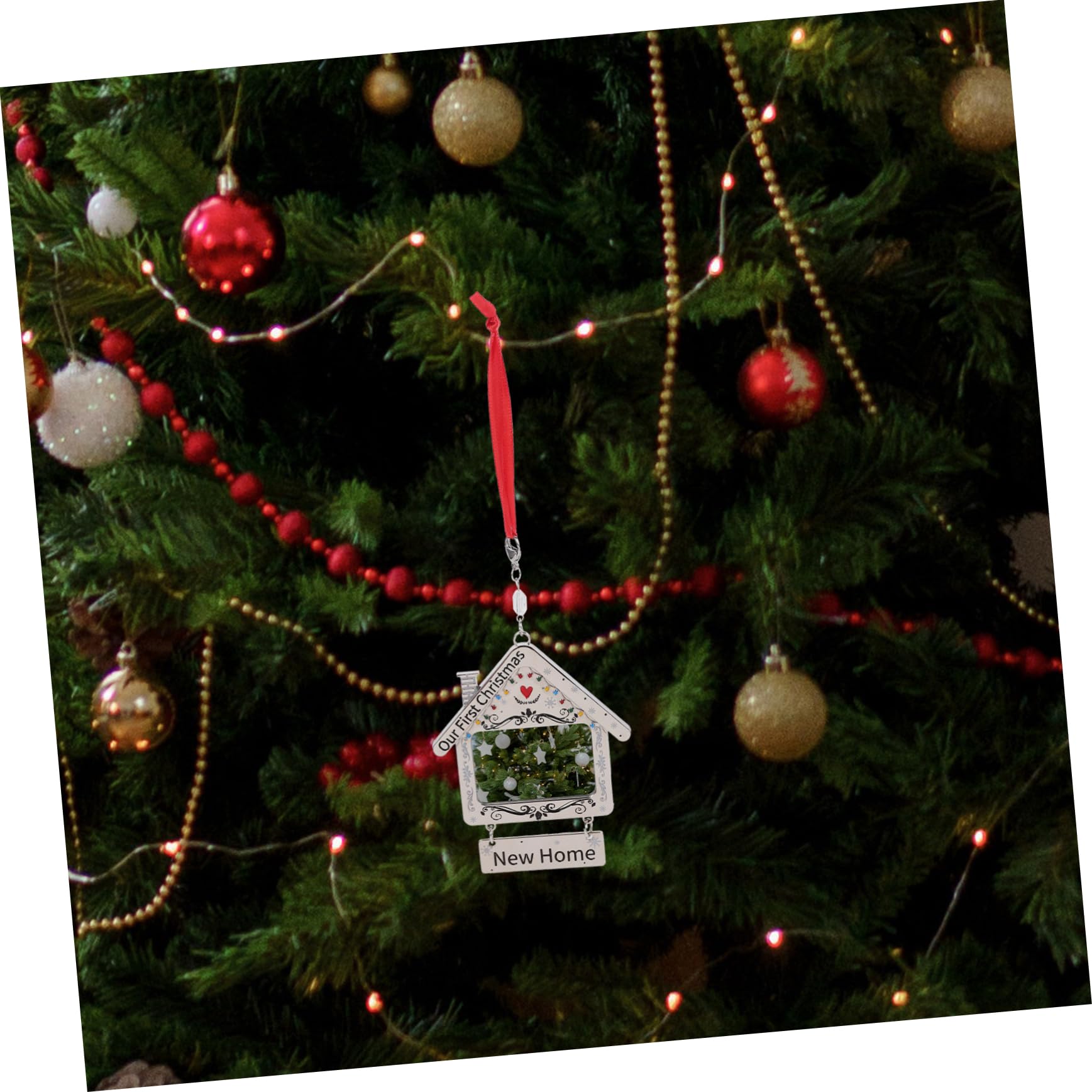 Cabilock 4 Piezas marco de fotos de navidad adornos navideños personalizados colgantes navideños bola de arbol de navidad adorable colgante con marco de fotos adorno de imagen decoración