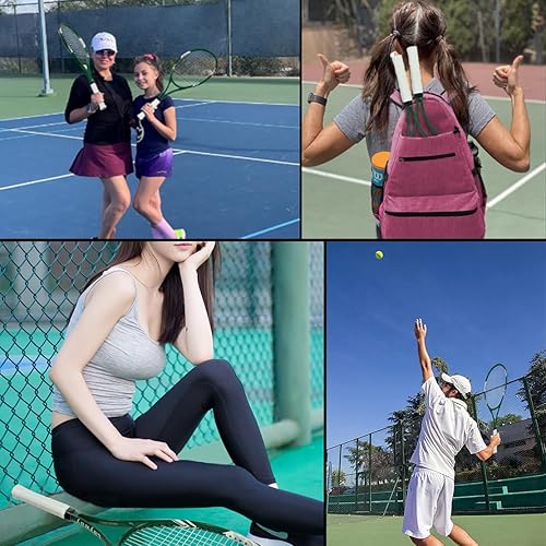 Miniatura 5 de Raquetas de tenis para 2 jugadores recreativas para principiantes, juego de raquetas adultas ligeras preencordadas de 27 pulgadas para mujeres y