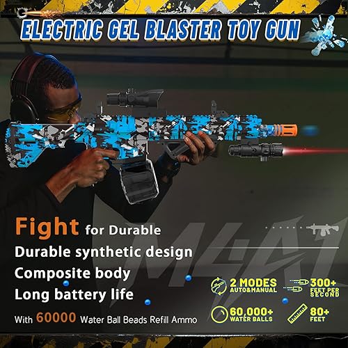 Miniatura 2 de JIFTOK - Pistola eléctrica de bolas de gel, lanzador automático de bolas de salpicaduras de alta velocidad con más de 40000 y gafas, juguetes