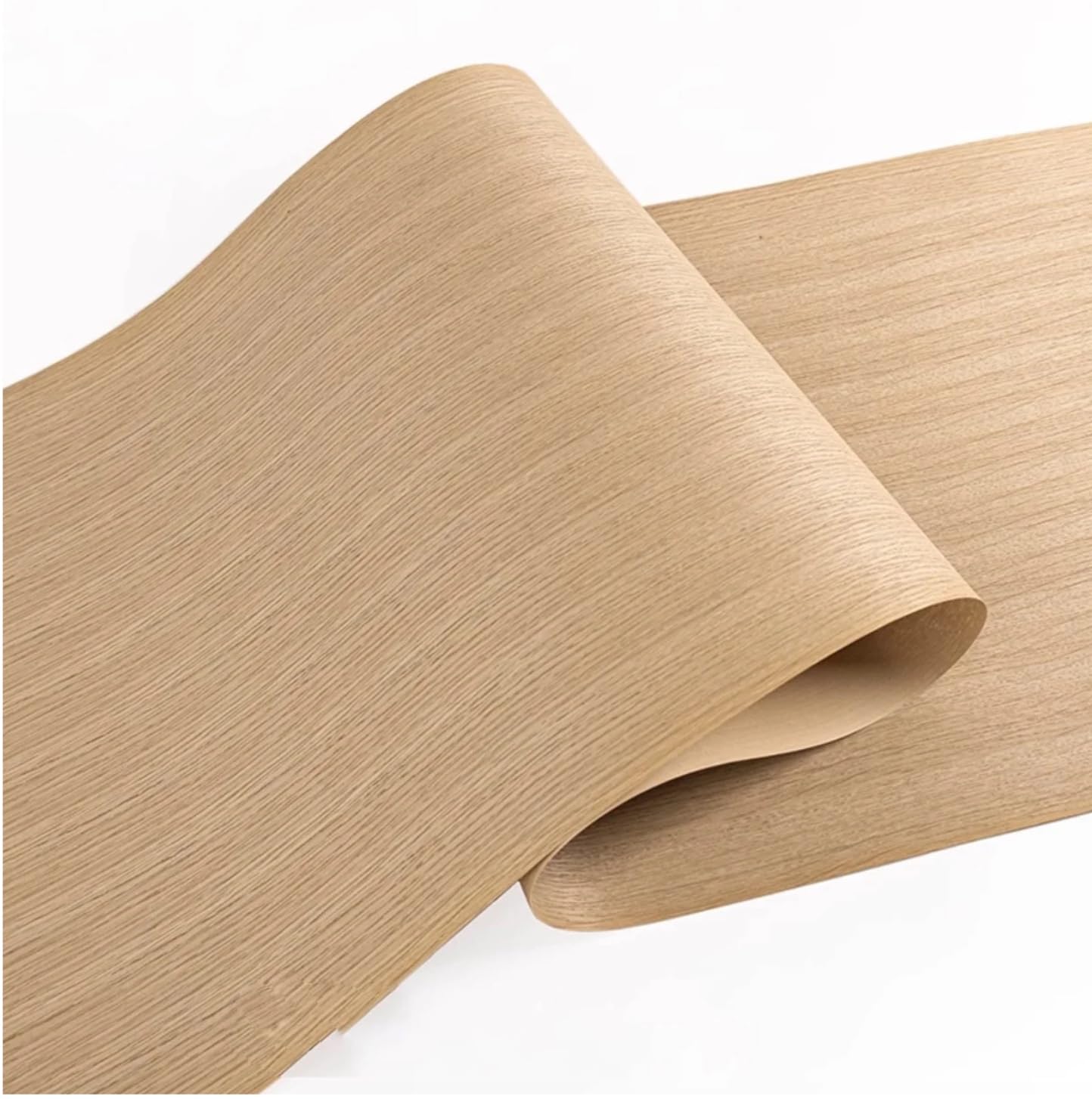 1 pièce L : 2,5 m - Largeur : 58 cm - T : 0,25 mm - Placage en bois de chêne blanc naturel à grain droit (dos avec papier kraft)