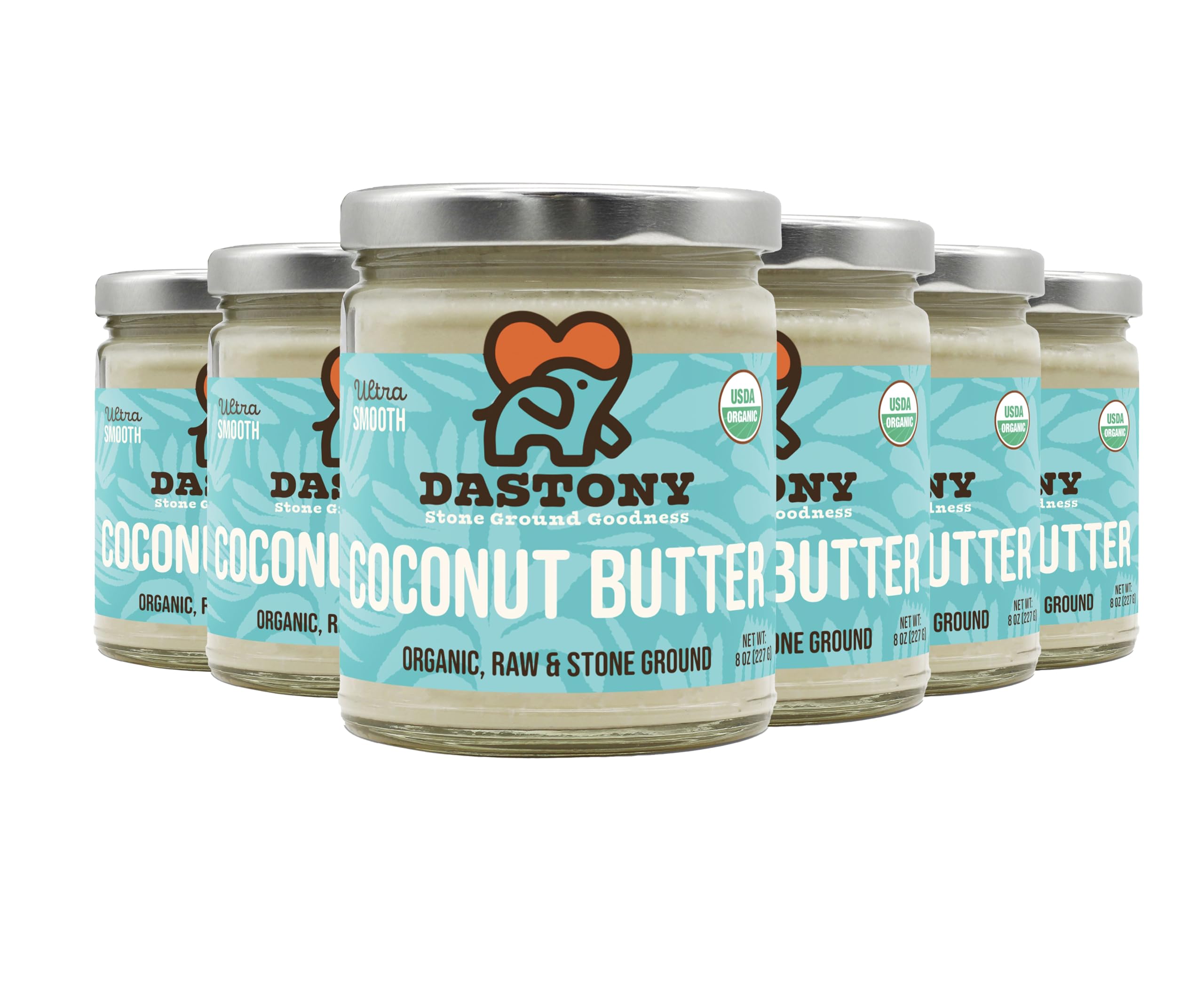 Dastony Organic Raw Coconut Butter, 8 oz | Only One Ingredient | Vegan, Paleo and Keto Friendly, Non GMO, Gluten-free - Pack of 6
