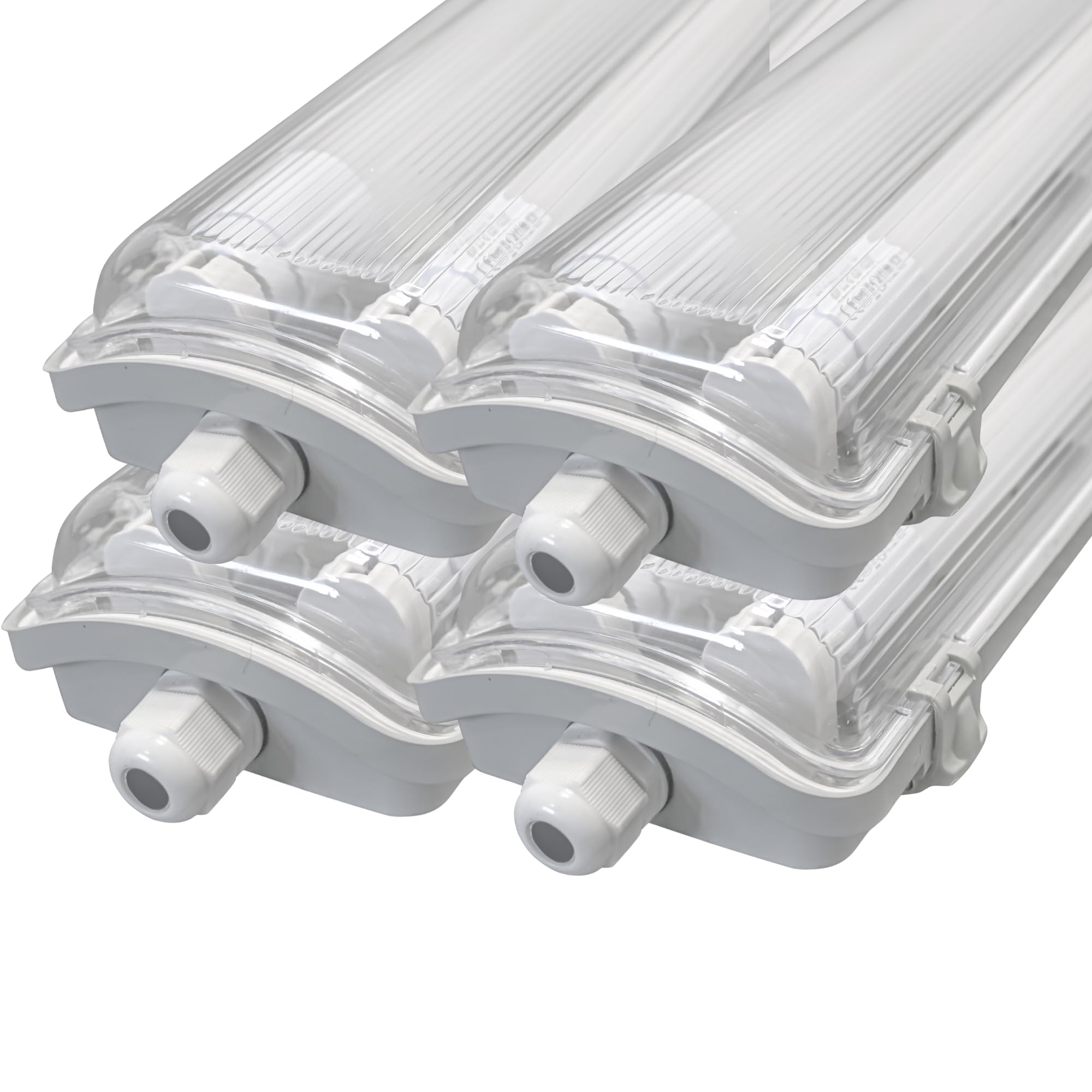 LUXULA 4er Pack LED Feuchtraumleuchte mit 2x18W LED-Röhren T8-120cm - 3600lm - 4000K Neutralweiß - IP65 IK08 - Wannenleuchte Werkstatt Keller Garage