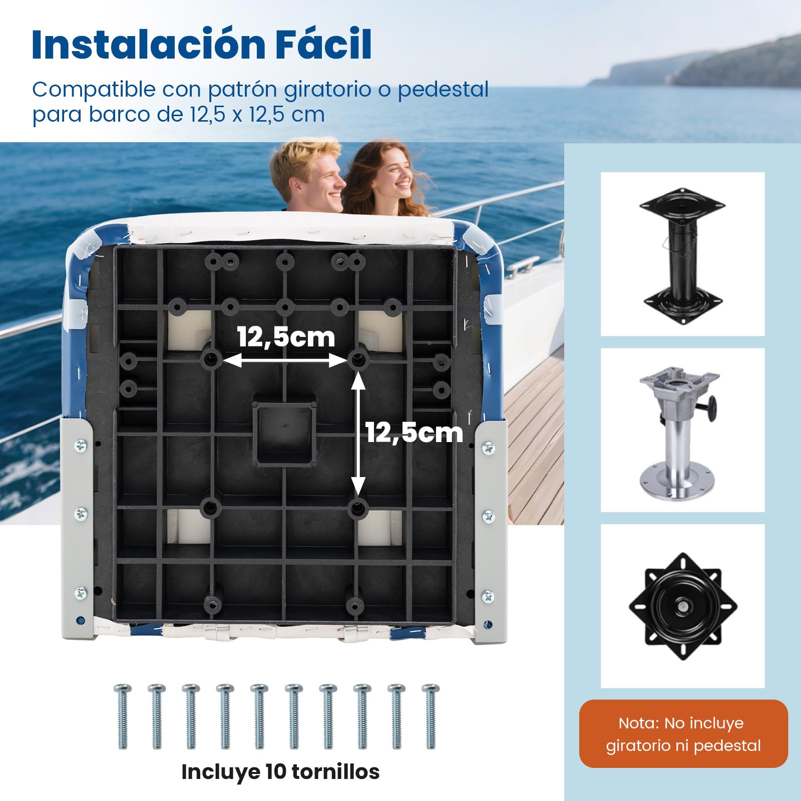 COSTWAY Juego de 2 Asientos de Barco Plegable, Sillas de Barco Plegables con Respaldo, Asientos de Cabina de Cuero PVC Impermeable con Espuma Gruesa, Silla para Pesca, Barco de Turismo, Velero