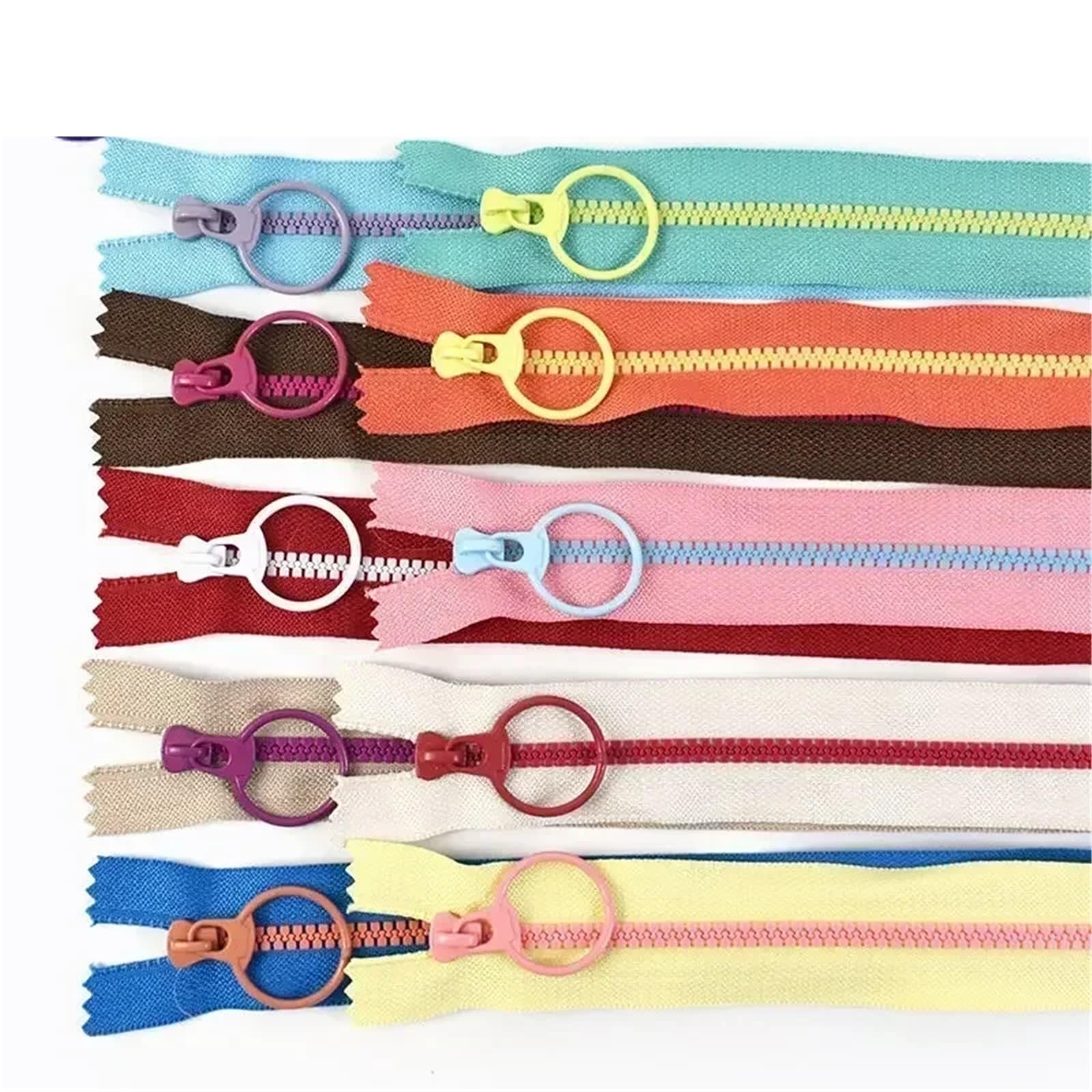 Metall Reißverschluss 10Pcs 15-40cm 3# Resin Zippers Ring Zip Slider ClosedEnd Zipper for Bags Wallet Purse Decor Zips Repair Clothes Sewing Accessory(Pink,20cm)