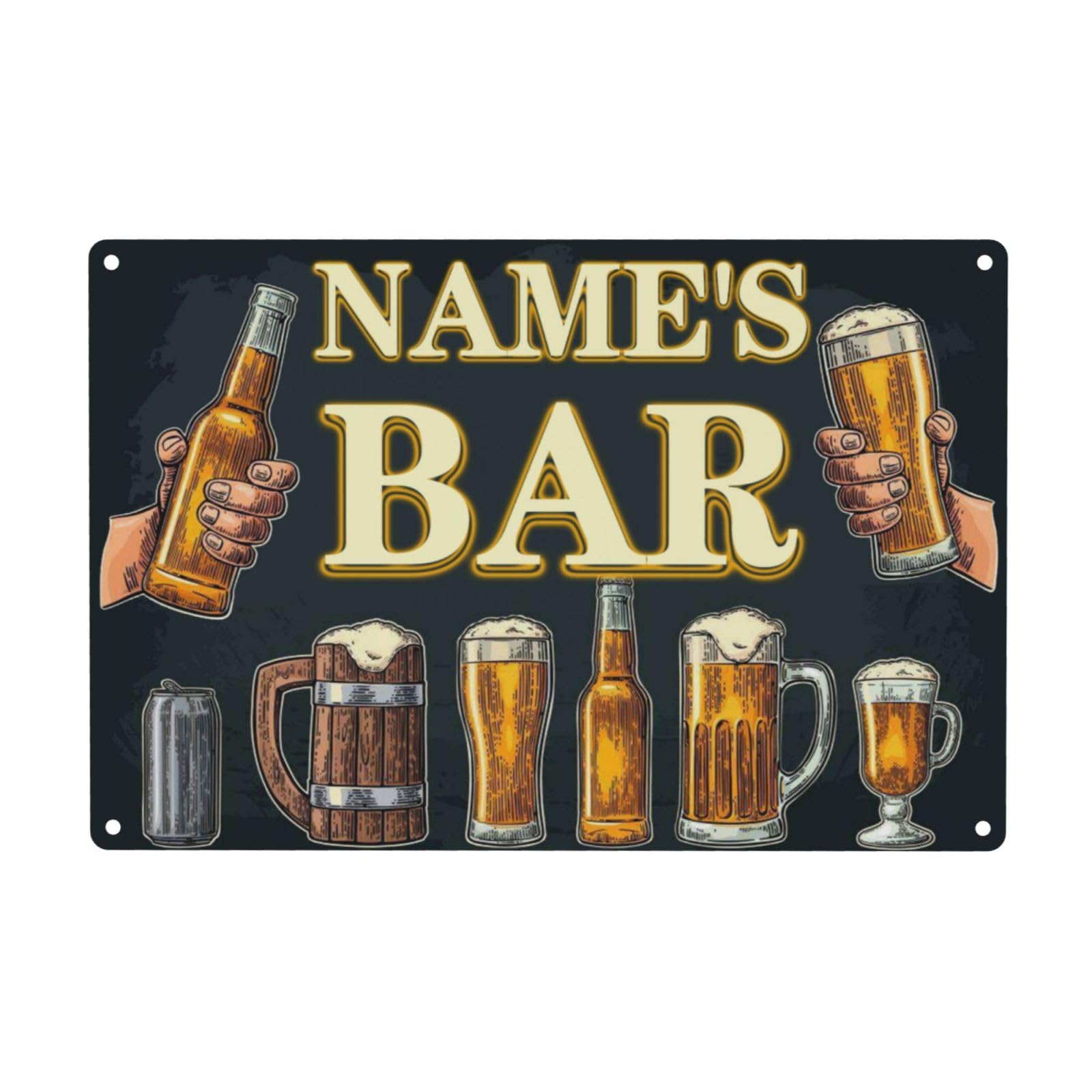 FUMUNA Personalized Custom Bar & Grill Sign Backyard Bar Decor For Home Man Cave, Kitchen, Pub & Diner Wall Art