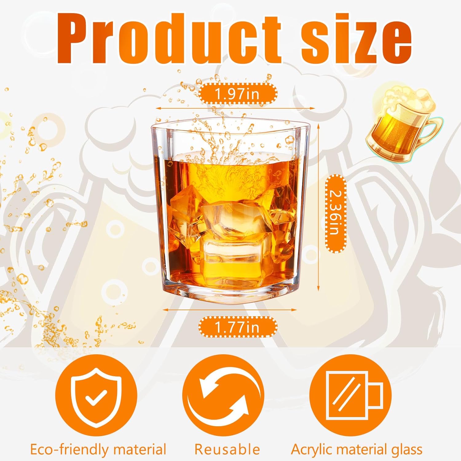 Dingion 24 Pack Heavy Base Shot Glasses Bulk 2 oz Acrylic Clear Square Shot Glasses Tequila Espresso Cups Sets for Whiskey Wine Beer Vodka Cocktail Birthday Wedding Holiday Party Gifts