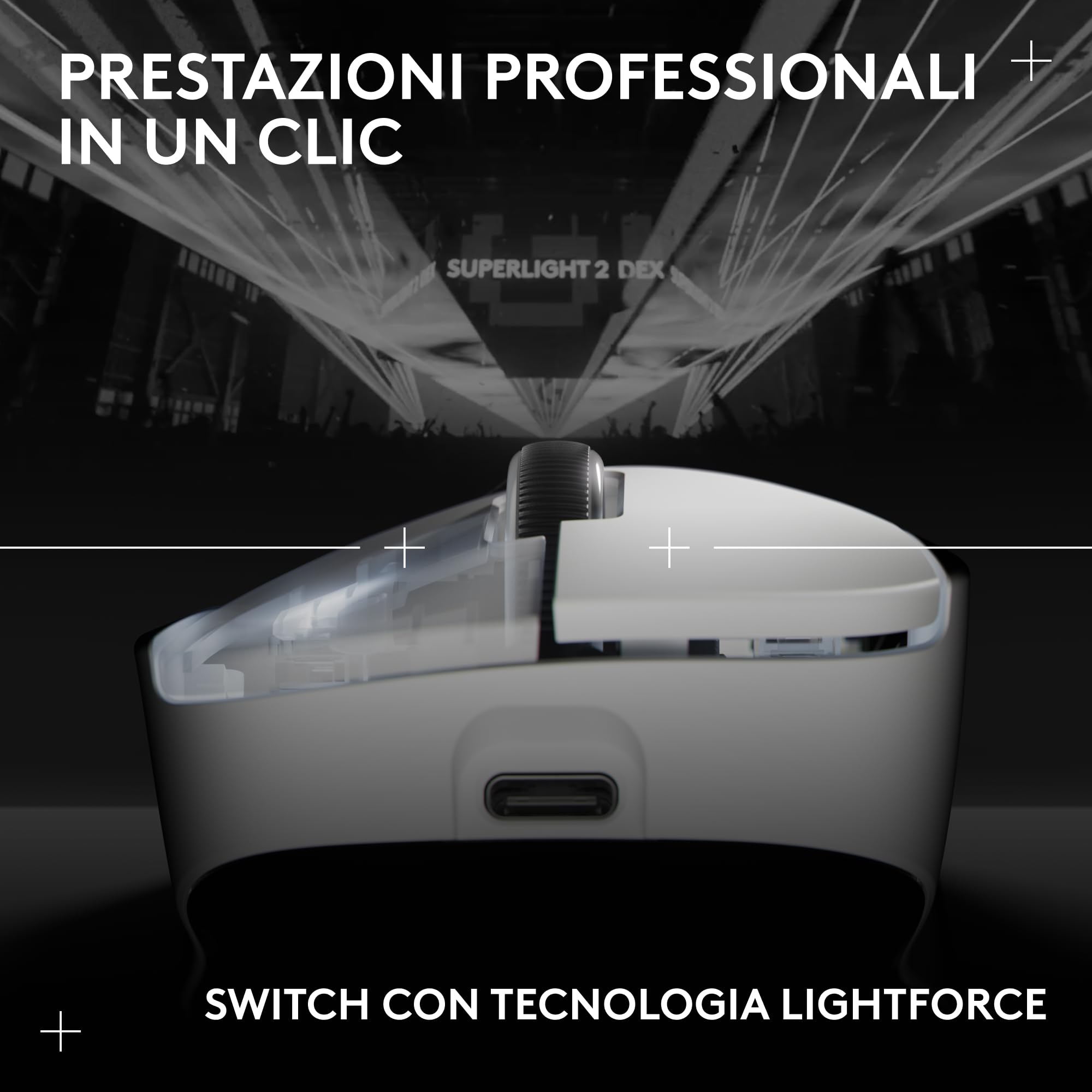 Logitech G PRO X SUPERLIGHT 2 DEX wireless gaming mouse | Für PC/Mac, 60g rechtshändige Maus, 5 programmierbare Tasten, USB-C, 44k DPI Sensor, bis 8 kHz Polling-Rate - Bianco