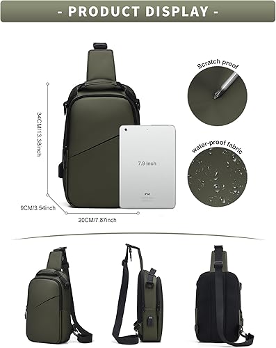 Vista 5 de SEAFEW Mochilas tácticas.., A-verde, Mochilas Sling