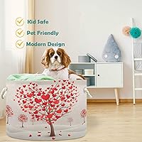 Vista 3 de visesunny Cesta plegable de gran capacidad con forma de corazón de San Valentín con asas de algodón duraderas, solución organizadora del hogar