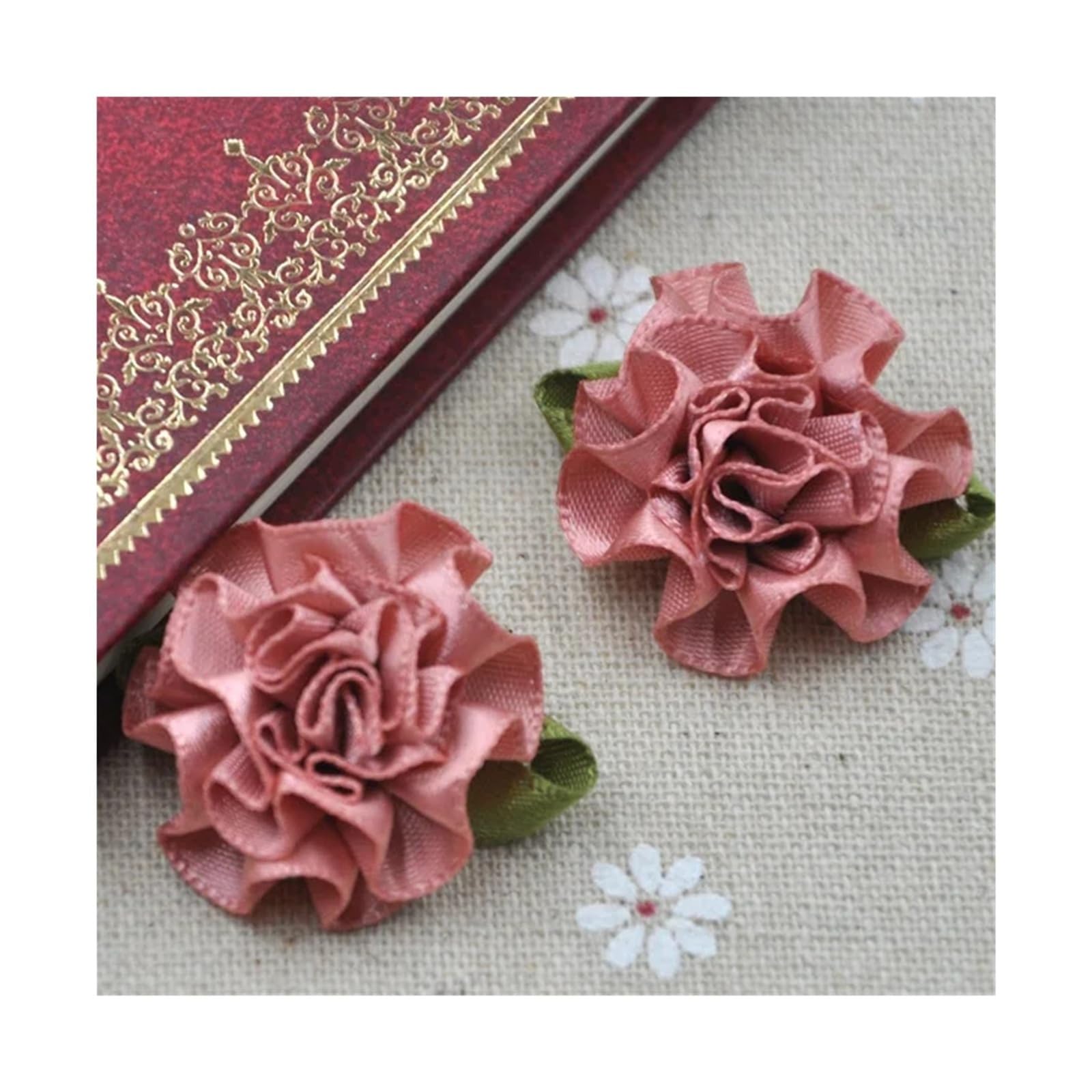 LOVSSU Fabric Flowers 40pcs U Pick Ribbon Flower Carnation Appliques Sewing/craft/wedding Lots(Color 07)
