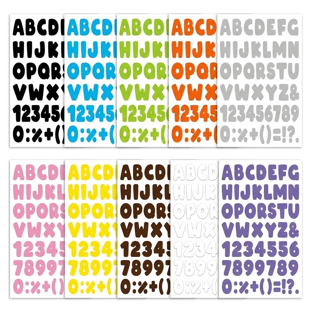 Heat Transfer Iron On Letters Numbers, 10 Colours for DIY Clothing Crafts