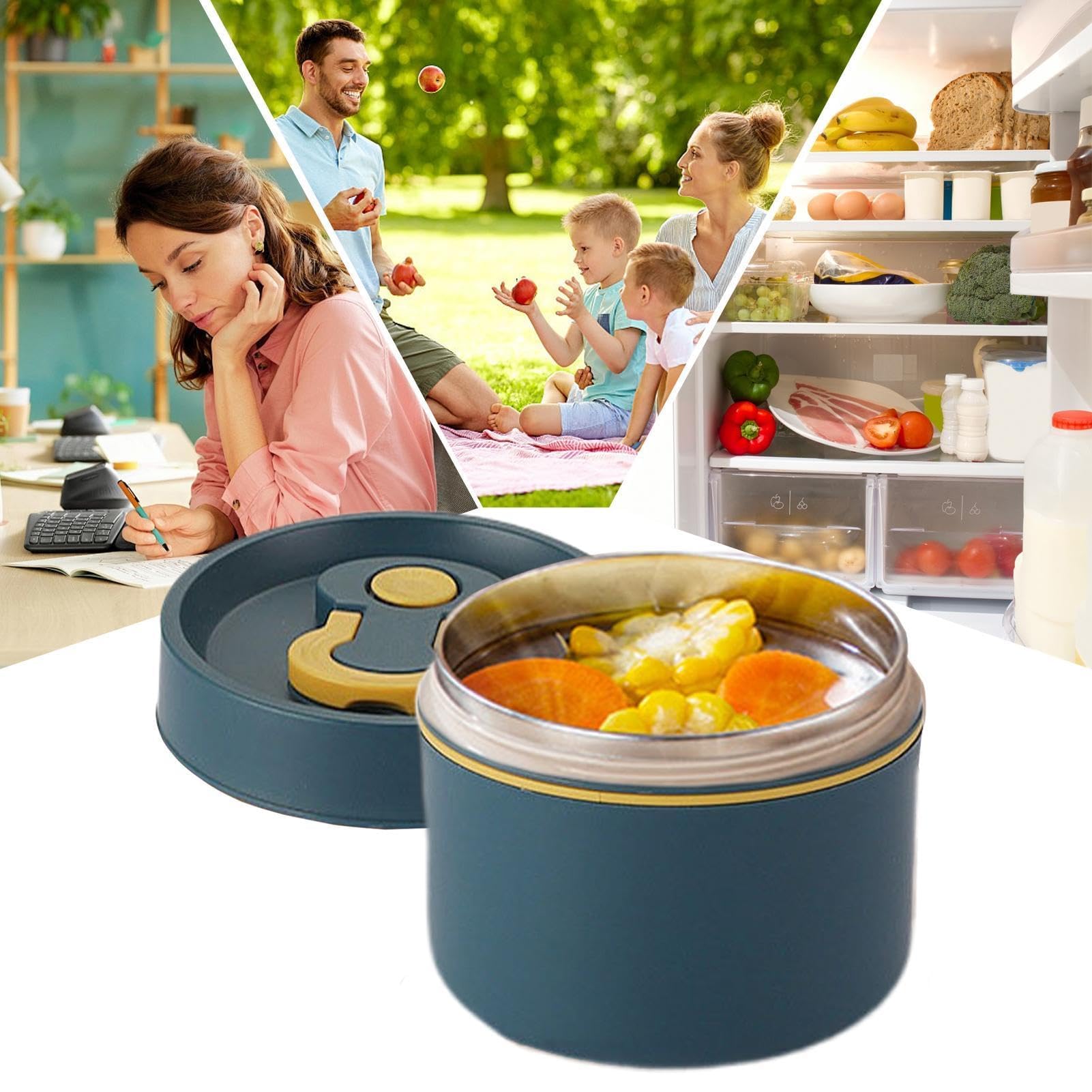 Contenitore Termico per Alimenti in Acciaio Inox, Ideale per la Preparazione dei pasti e per conservare Gli Alimenti in Modo Pratico e Veloce.