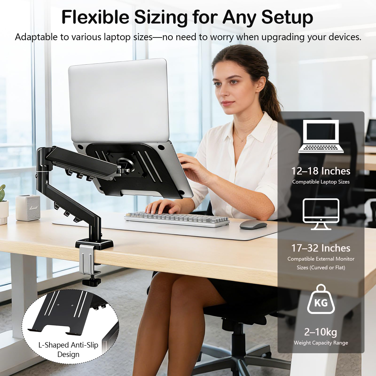 Supporto Per Monitor, Supporto A Parete In Metallo Per Laptop Girevole A 360° Braccio Per Monitor Laptop Computer Universale Per Notebook Da 12–18" E Schermi Da 17–32" Fino A 10 Kg