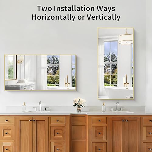 Miniatura 5 de KOCUUY Espejo arqueado de longitud completa, 64 x 21 pulgadas, espejo de cuerpo completo, espejo de pie dorado de longitud completa, espejo de suelo