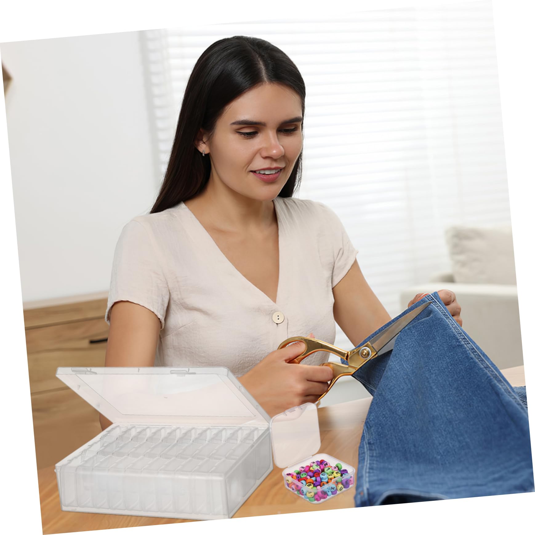 UKCOCO 2 Set Trasparenti Portaoggetti con Scomparti Fissi Organizer Plastica per Perline Gioielli e Accessori Contenitori Compatti per Scrivania e Laboratorio