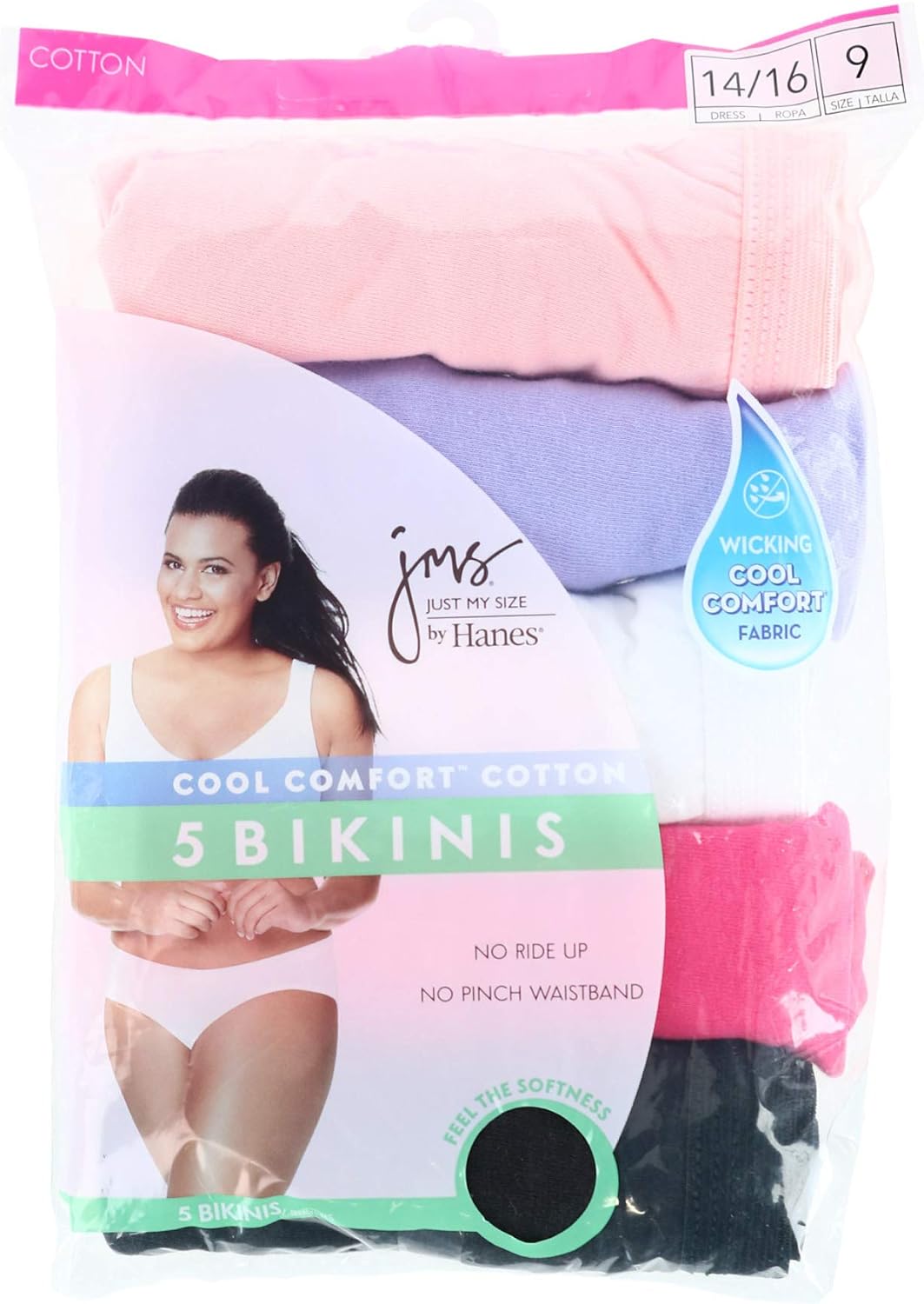 JUST MY SIZE Women's Plus Size 5-Pack Cotton Bikini at  Women’s Clothing store