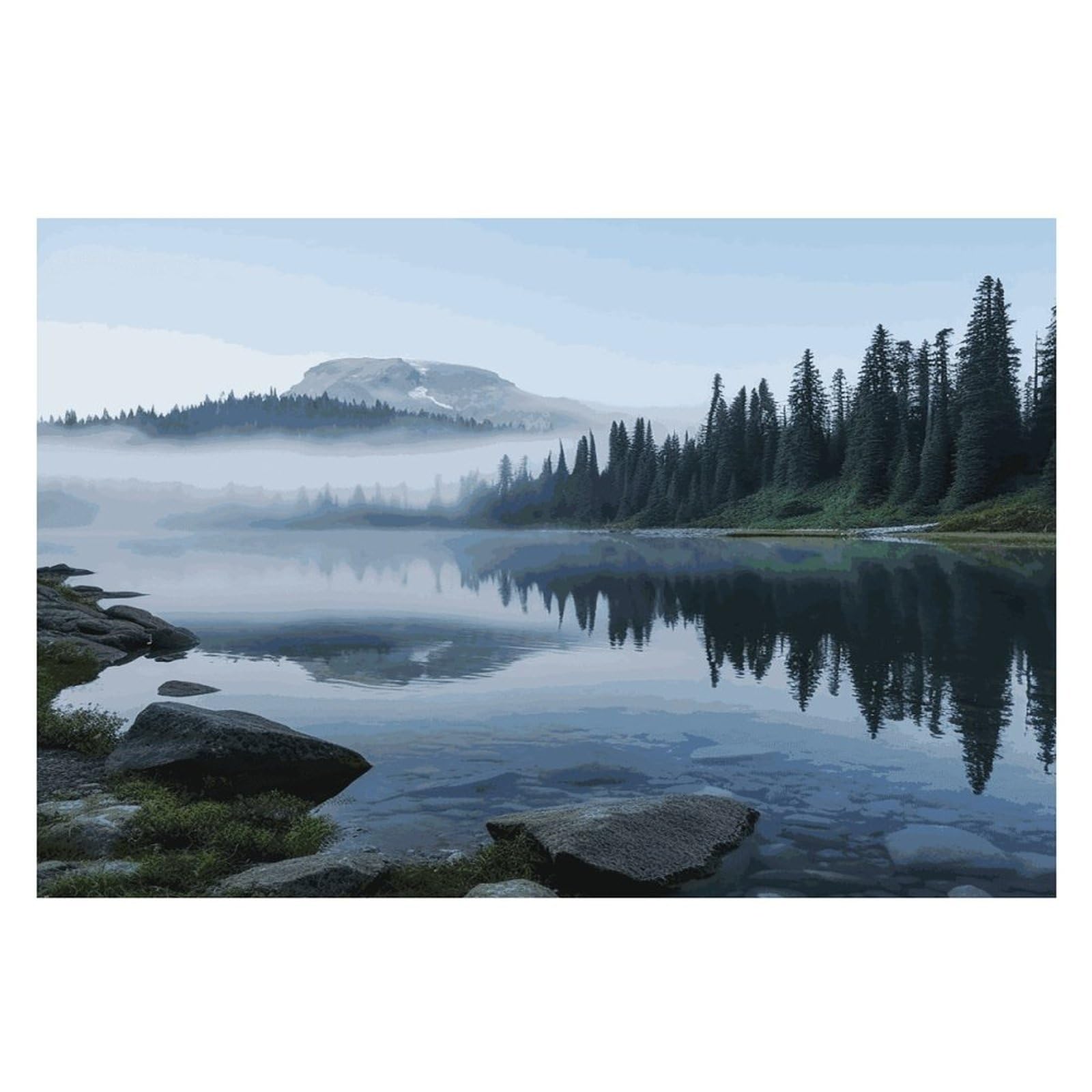 Foggy Lake by Mount Rainier Placemats Heat-Resistant Washable Place Mats Anti Slip Dining Table Place Mats Wipeable Dining Table Mats Kitchen Decoration Placemats 17.7’’×11.8’’
