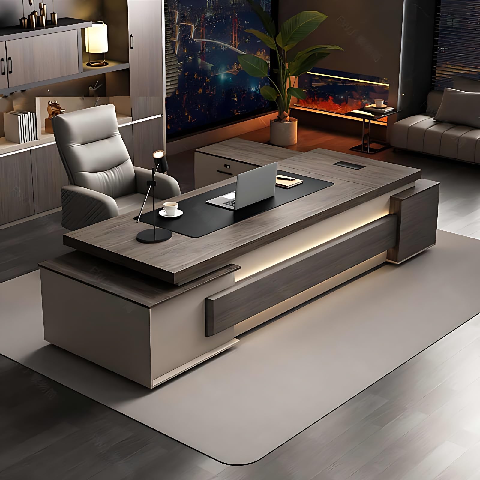 ZGNBSD Executive Desk - Gaming L-Shaped Desk with Cable Management Hub Headphone Hook Ergonomic Design for Streaming Setup