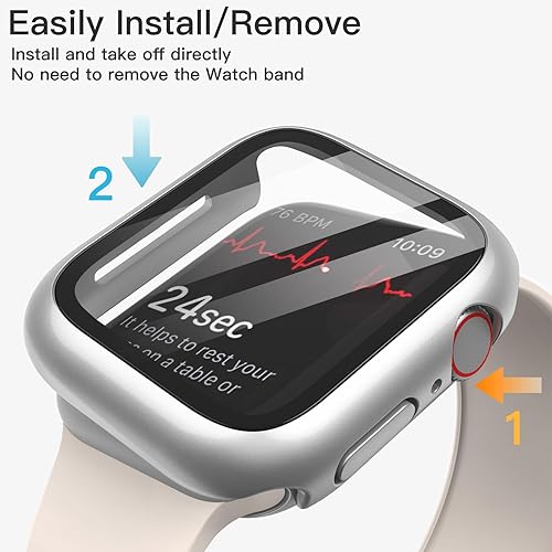 Vista 67 de JETech Funda con protector de pantalla para Apple Watch SE 3/2/1 (2025/2022/2020)/Series 6 5 4 de 1.732 pulgadas, cubierta protectora total