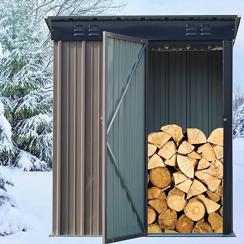 Cobertizo de almacenamiento para exteriores de 5 x 3 pies con 2 rejillas de ventilación, cobertizo de almacenamiento de herramientas de acero