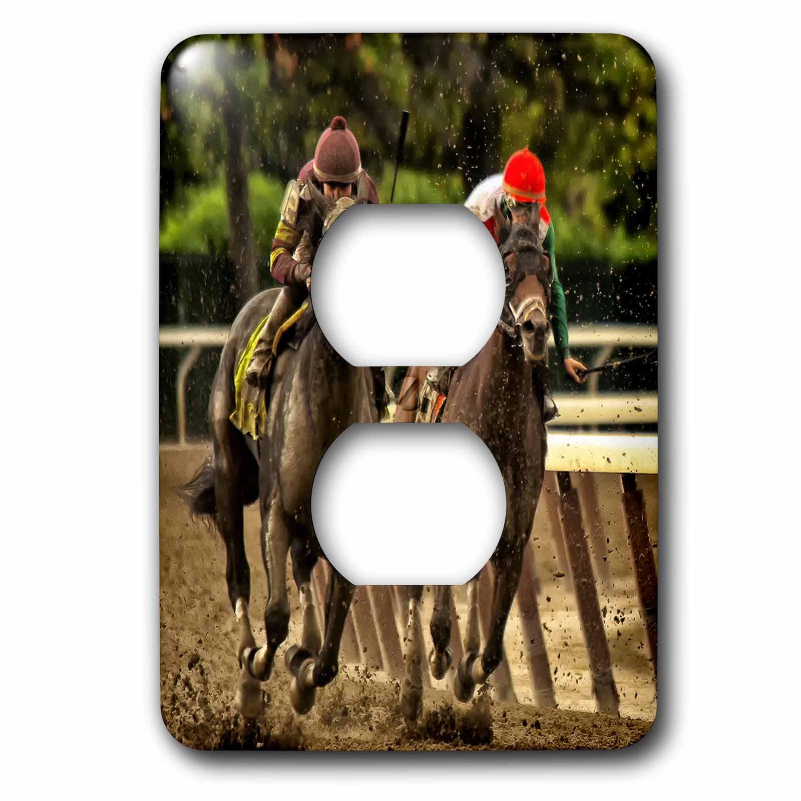 Cache-prise 2 prises chevaux et jockeys 3dRose 15,2 cm multicolore