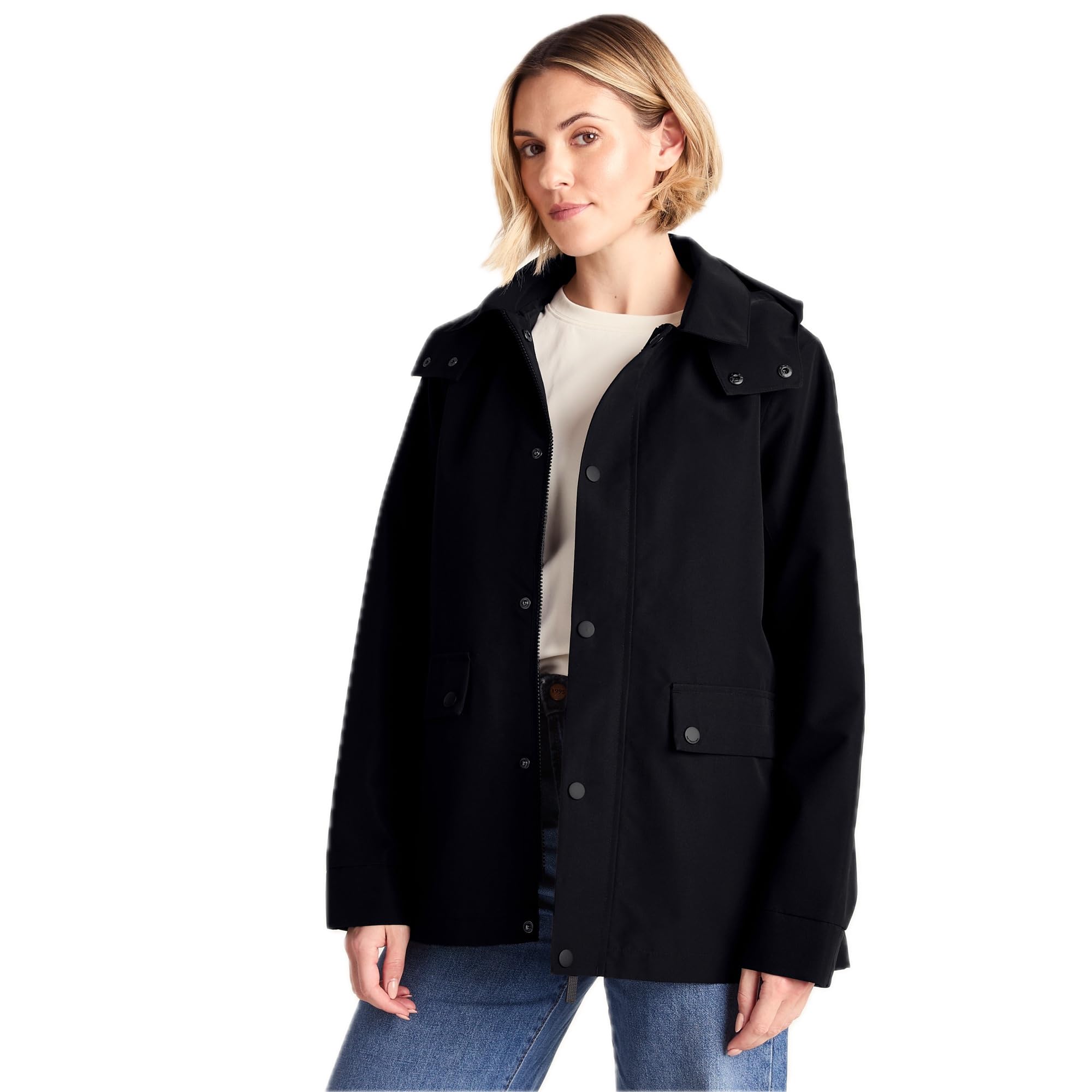 TOG24 Shea Womens Waterproof Coat, Short Trench Coat, Breathable, Windproof Jacket with Removable Hood, All-Season Coat