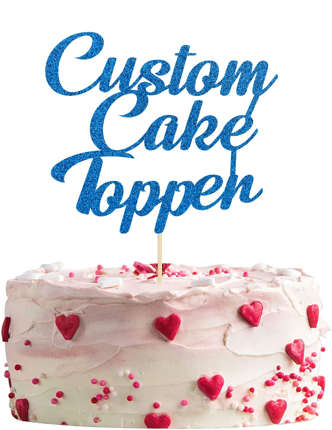 Mobile Stuff Personalised Glitter Cake Topper Happy Birthday Decorations Glitter Card Any Text Customised Wedding Party Multicolour 1st 13th 16th 18th 21st 30th 40th 50th 60th 70th (Blue)