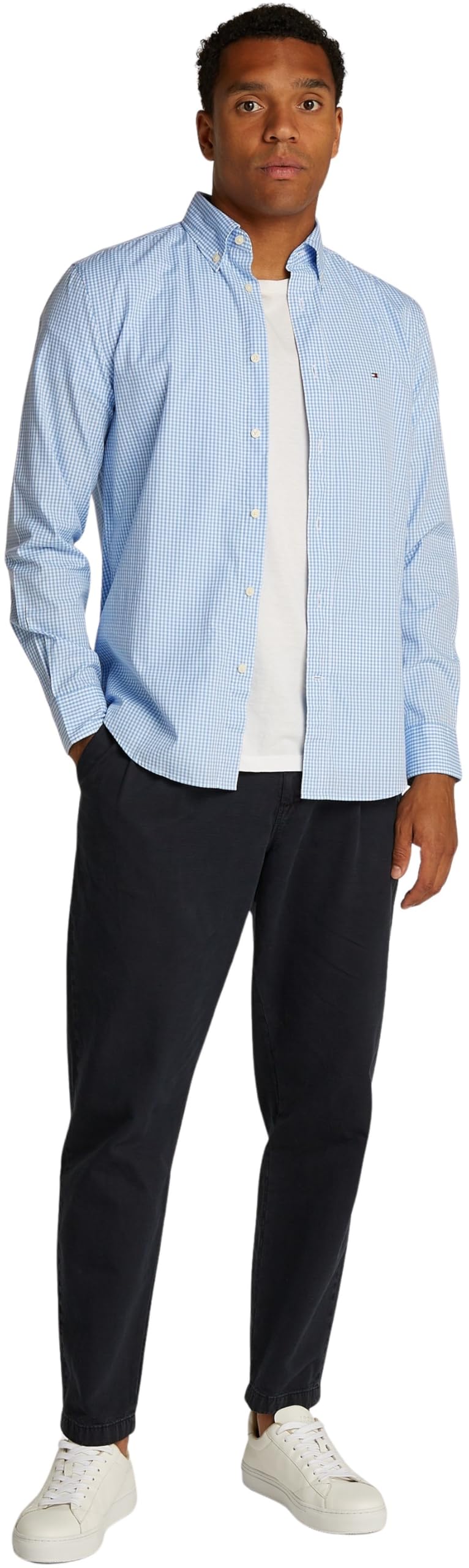 Tommy Hilfiger Uomo Camicia Flex Poplin Gingham Regular Fit