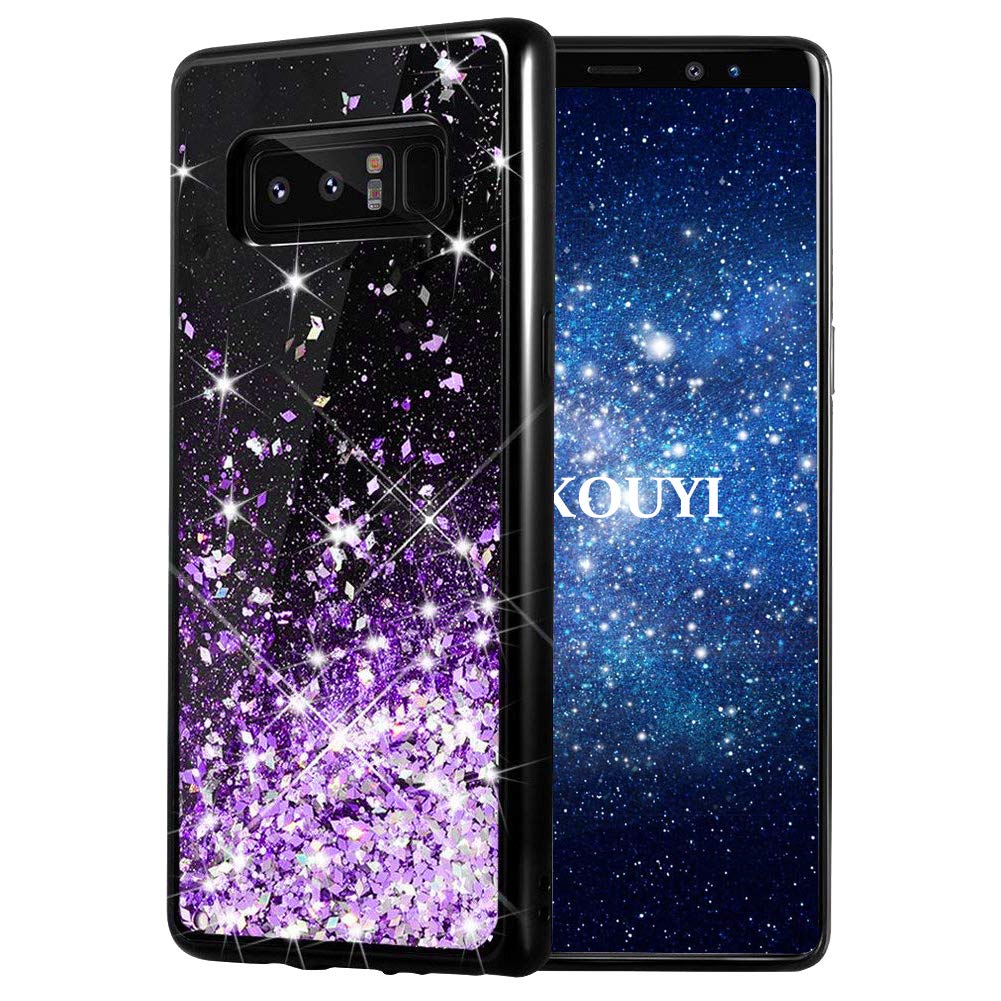 KOUYIfor Galaxy Note 8 Case Glitter, [Twinkling of Starry Night Series] Fashion Flowing 3D Design Flexible TPU Bumper Elastic Gel Silicone Protective Cover for Samsung Galaxy Note 8 (Purple)