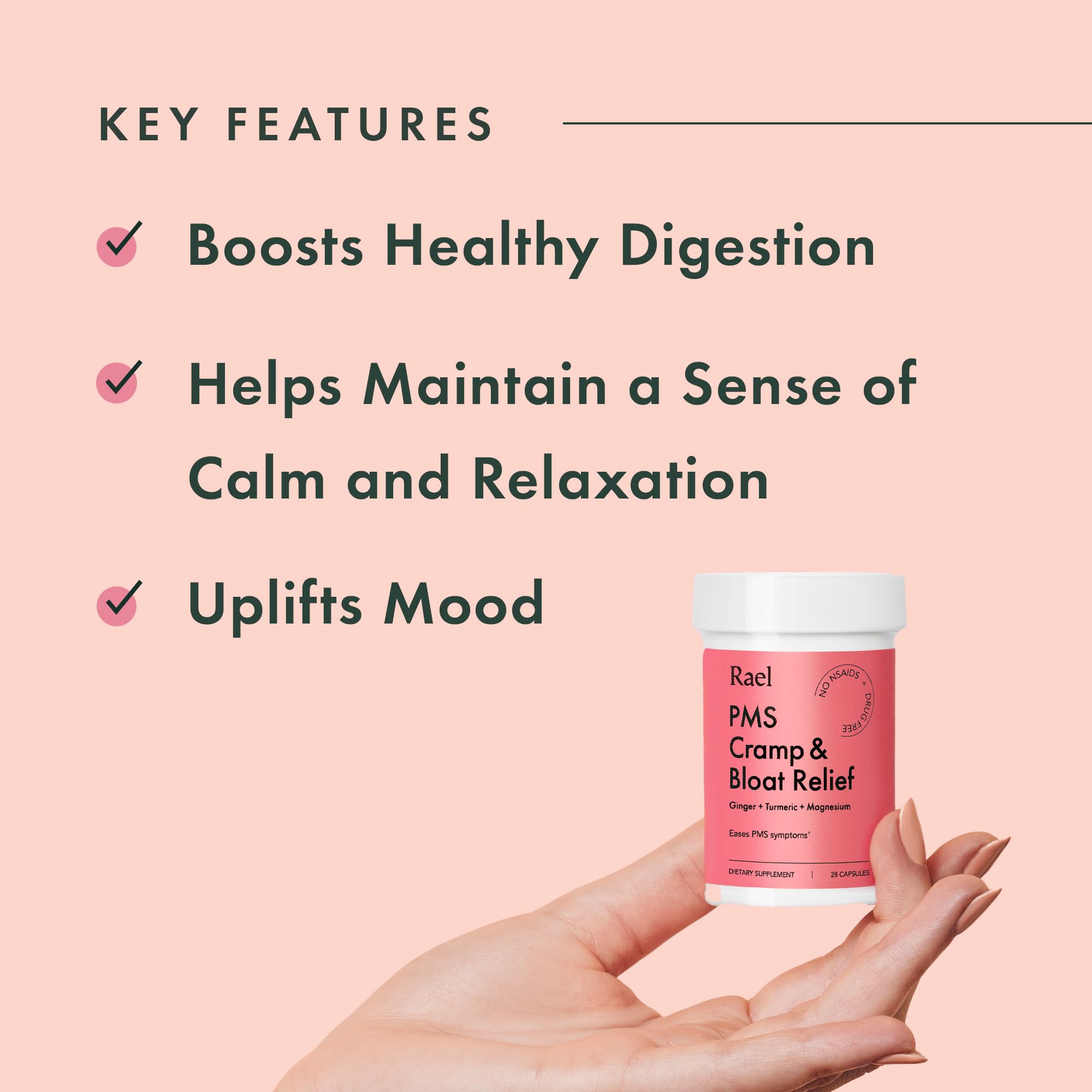 Rael PMS Supplement for Menstrual Support Cramp & Bloat Care (28 Capsules) — Amazon image 2