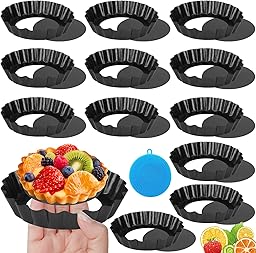 JOYBOY Moule à Tarte avec Fond Amovible,Moule à Tartelette,Moule Mini Tartelette,Moule à Quiche,Moule Tartelette,Moules Mini Quiche,Moules Tarte Quiche Ronde,pour Quiches,Tartelettes,Gâteau