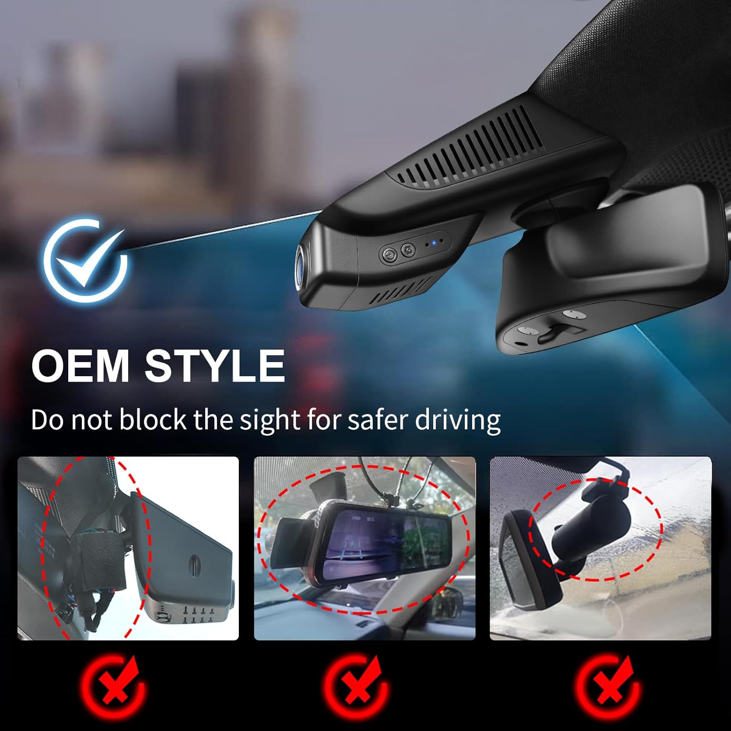 mangoal 4K Dash Cam for Mercedes-Benz C-Class Gen4 W/S/C/A 205 2015-2021(Model A Black), C200 C250 C300 etc, OEM Look, UHD 2160P, WiFi & APP, Loop Recording, G-Sensor, Easy to Install, 64GB Card