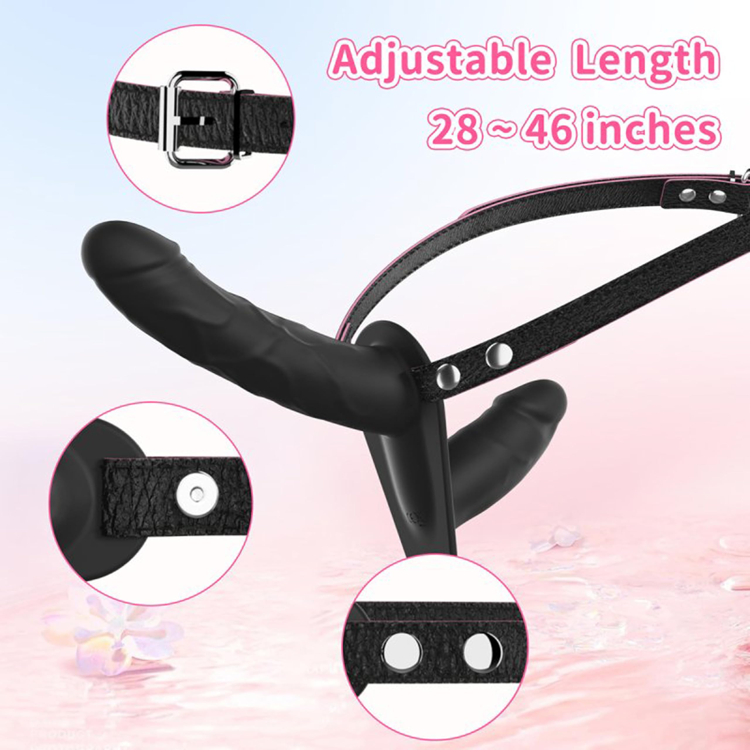 Strap-On con Vibración para Parejas – Doble Dildo 16 cm / 9 cm, 10 Modos con Mando a Distancia FOPS D51