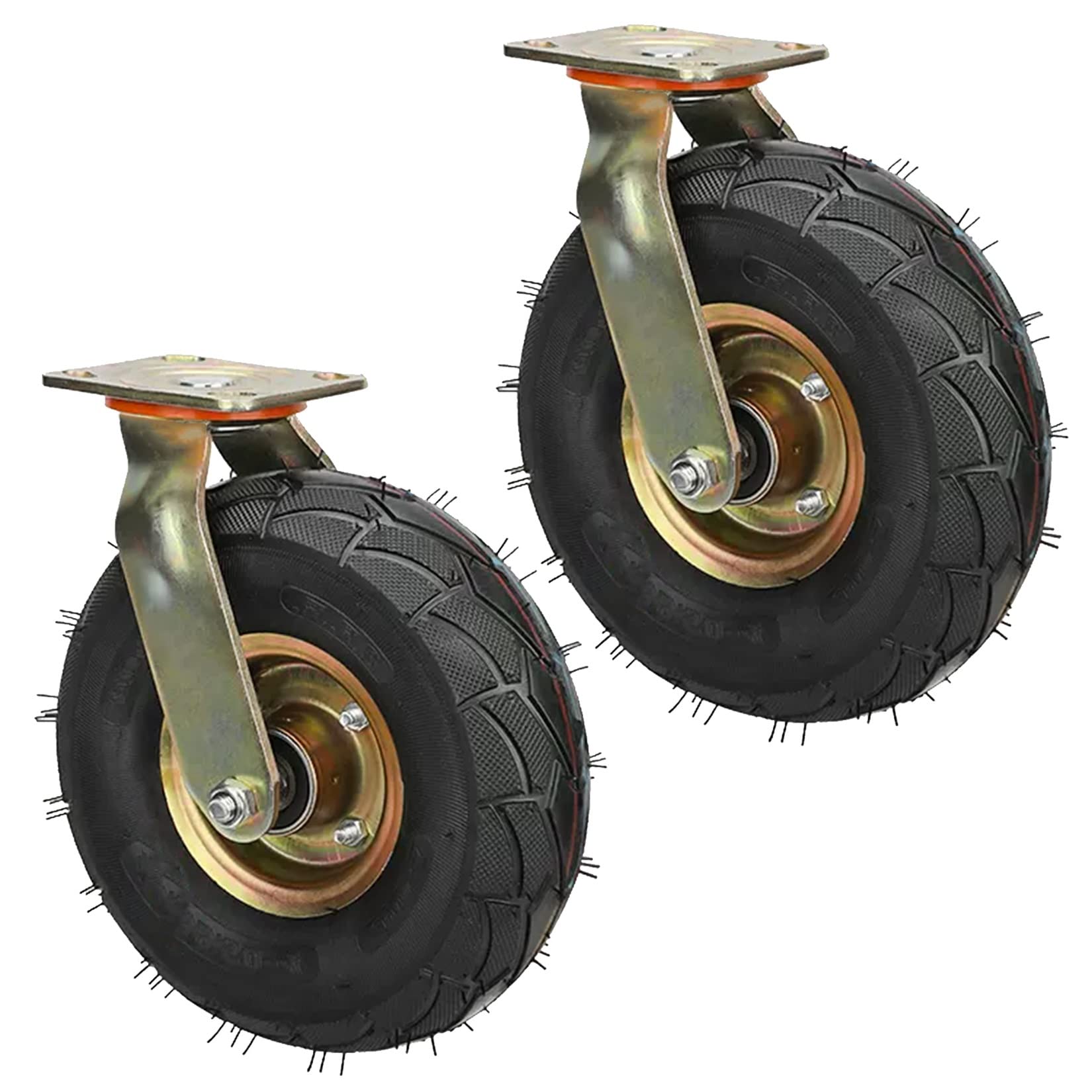 Roulettes pivotantes pneumatiques avec freins latéraux capacité 113kg