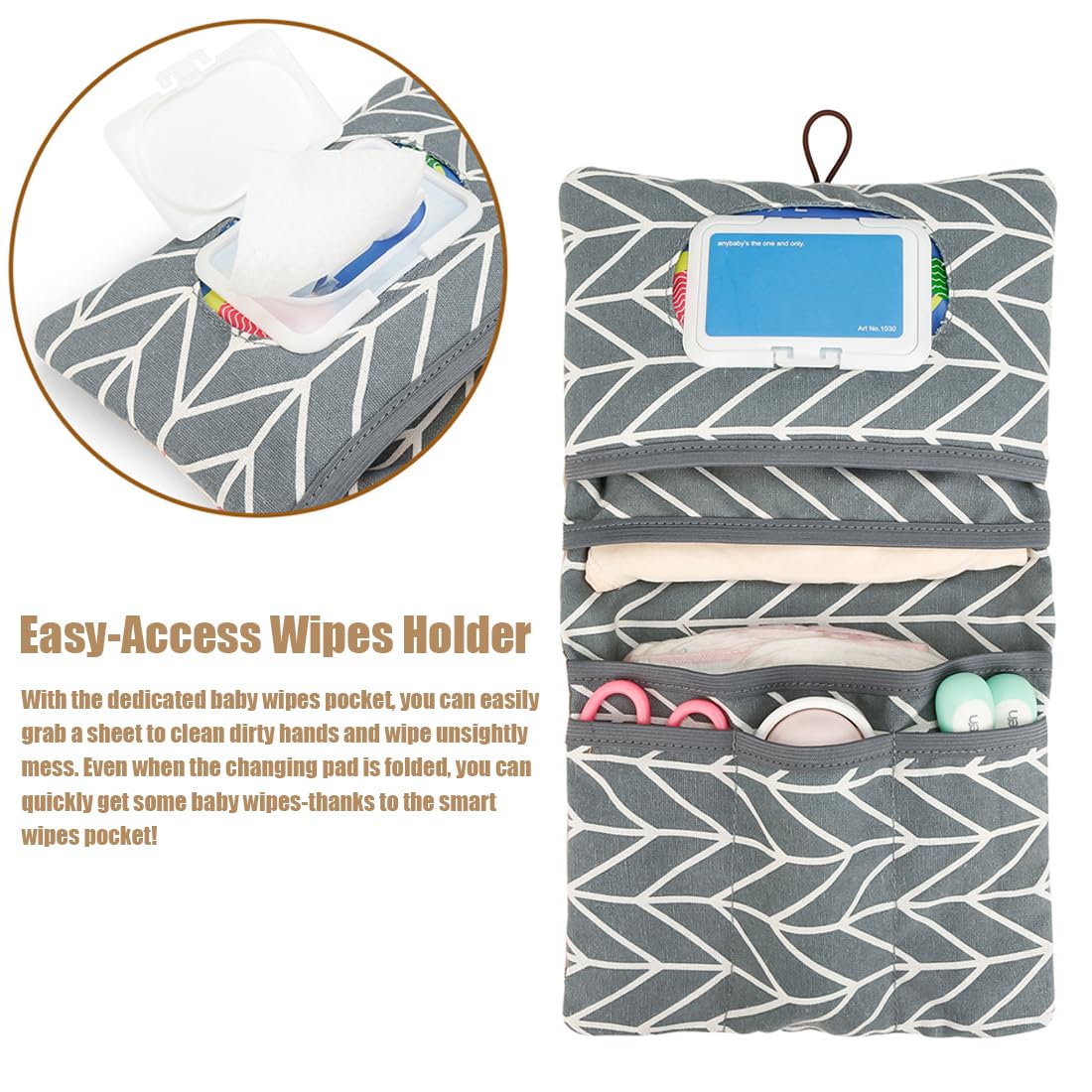 XPEX 2 en 1 Sac à Couche de Bébé, Sac à Langer pour Cosmétiques, Lingettes et Accessoires, Trousse de Toilette Bébé, Trousse de Soin de Voyage Pratique pour Bébé (Motif de Dinosaure)
