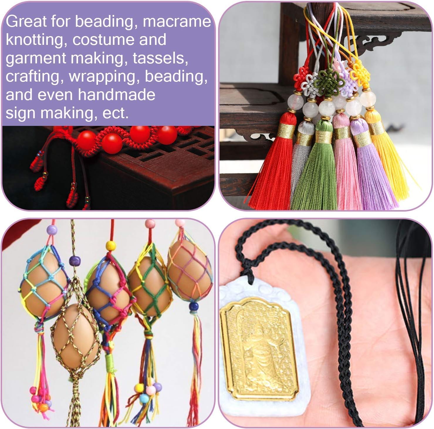 Framendino, 25 Colors 0.8mm Nylon Beading String Chinese Knotting Cord Trim Silk for Necklace Bracelet Macram Kumihimo 250 Yards - Image 8