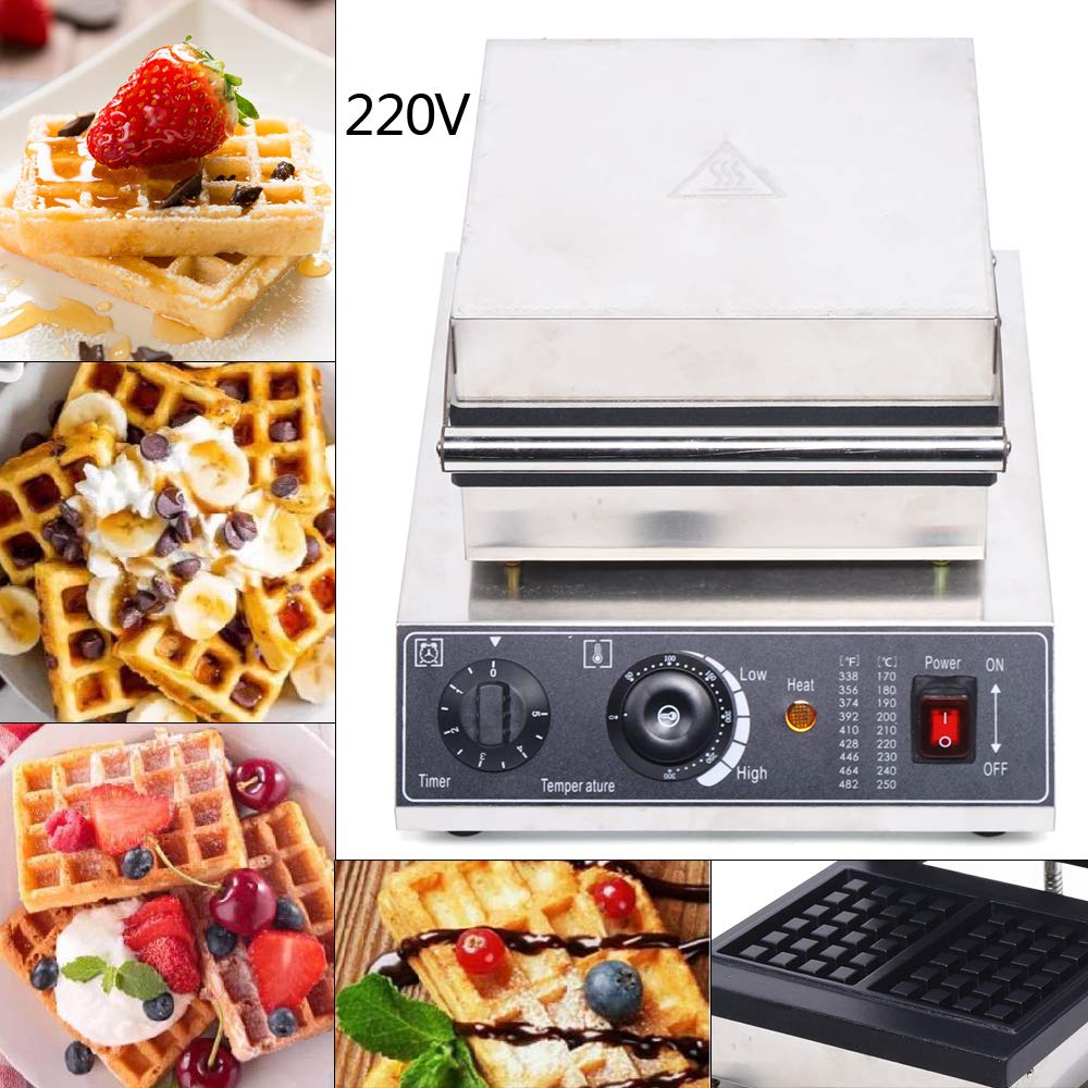 Gofrownica 1500 W, ze stali nierdzewnej, elektryczna gofrownica, do bardzo grubych kwadratów, 50~300℃