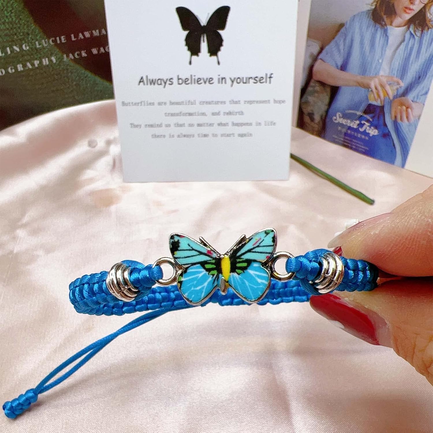CJIAYUJEW Always believe in yourself Butterfly Bracelet, Cute Butterfly Charm Bracelets Matching Bracelet Friendship Couple Bracelets - Image 5
