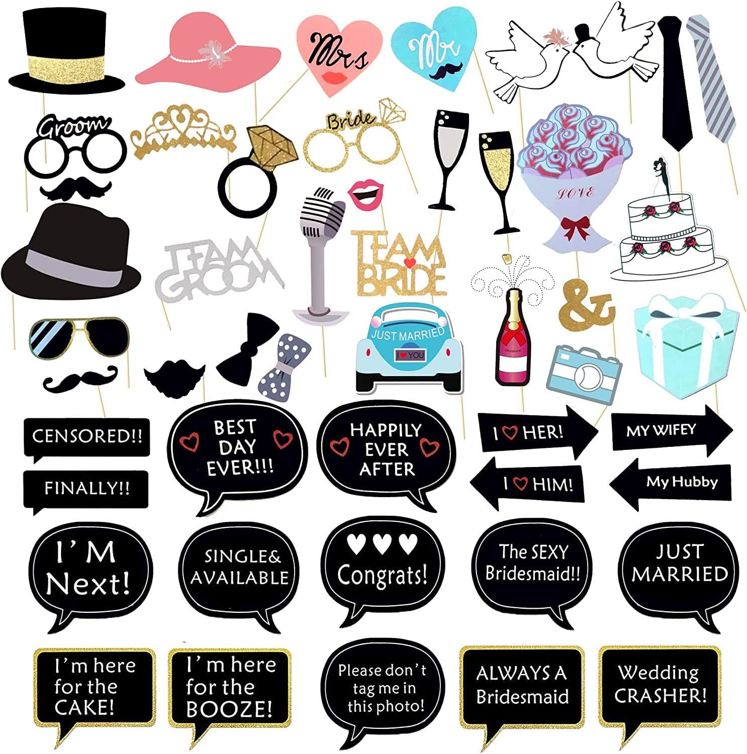Lucleag Set 30 Pezzi Accessori Per Cabina Fotografica Festa Della Mamma + 8 Occhiali | Decorazioni Per Selfie E Compleanni