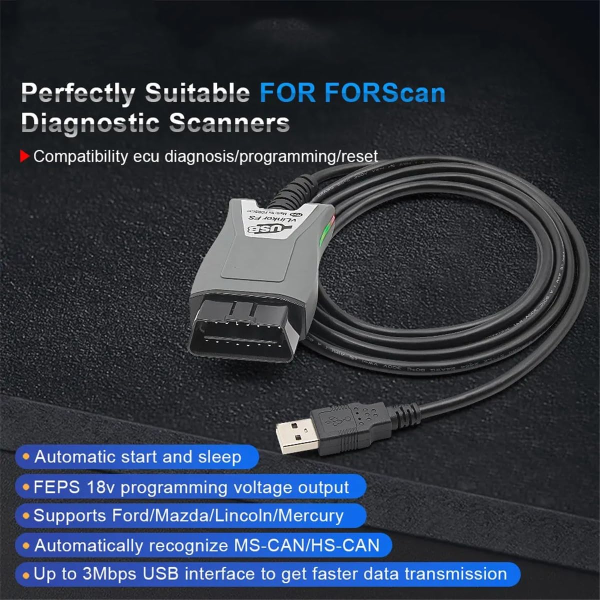 Escáner USB OBD2 compatible con Ford Mazda OBDII Scan MS-CAN/HS-CAN, herramientas de diagnóstico, escáneres automotrices