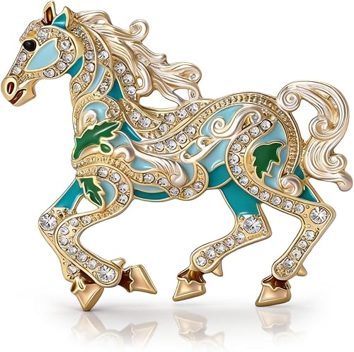Year of the Horse 2026 Horse Brooch Pin Rhinestone Crystal Enamel Lapel Pin Chin