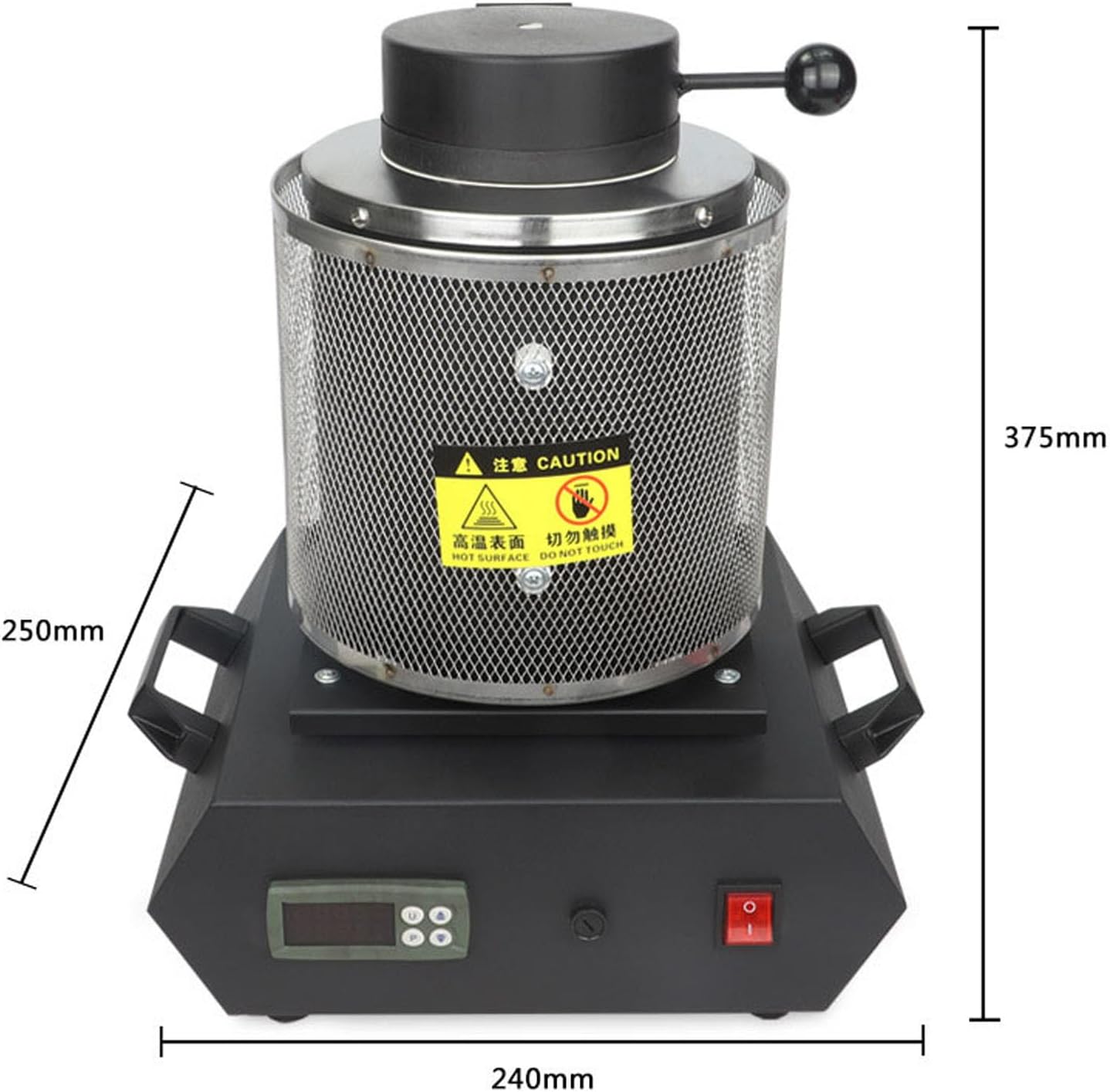 Electric Gold Smelting Furnace, Metal Melting Furnace Kits, Up to 1100℃,with Graphite Crucible,High Temperature Gloves,Crucible Tongs(Size:1kg,Color:Black (with Mesh))